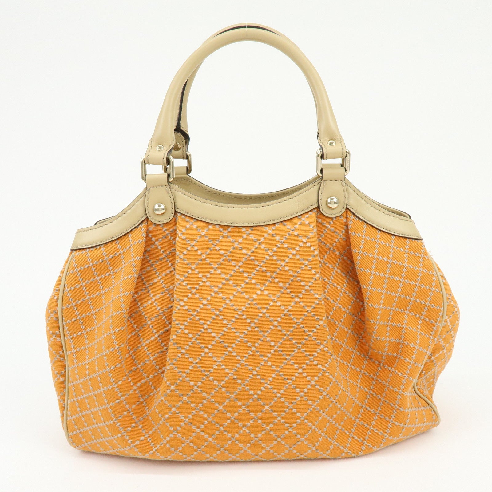 GUCCI Sukey Interlocking G Diamante Canvas Leather Hand Bag 211944