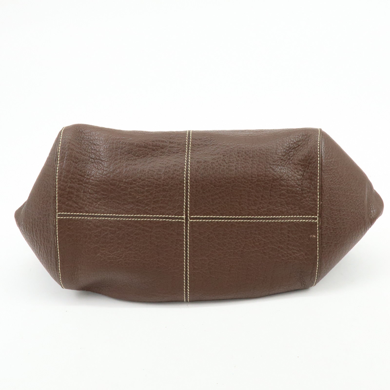 TOD'S Corniche Wave Leather Shoulder Bag Hand Bag Brown
