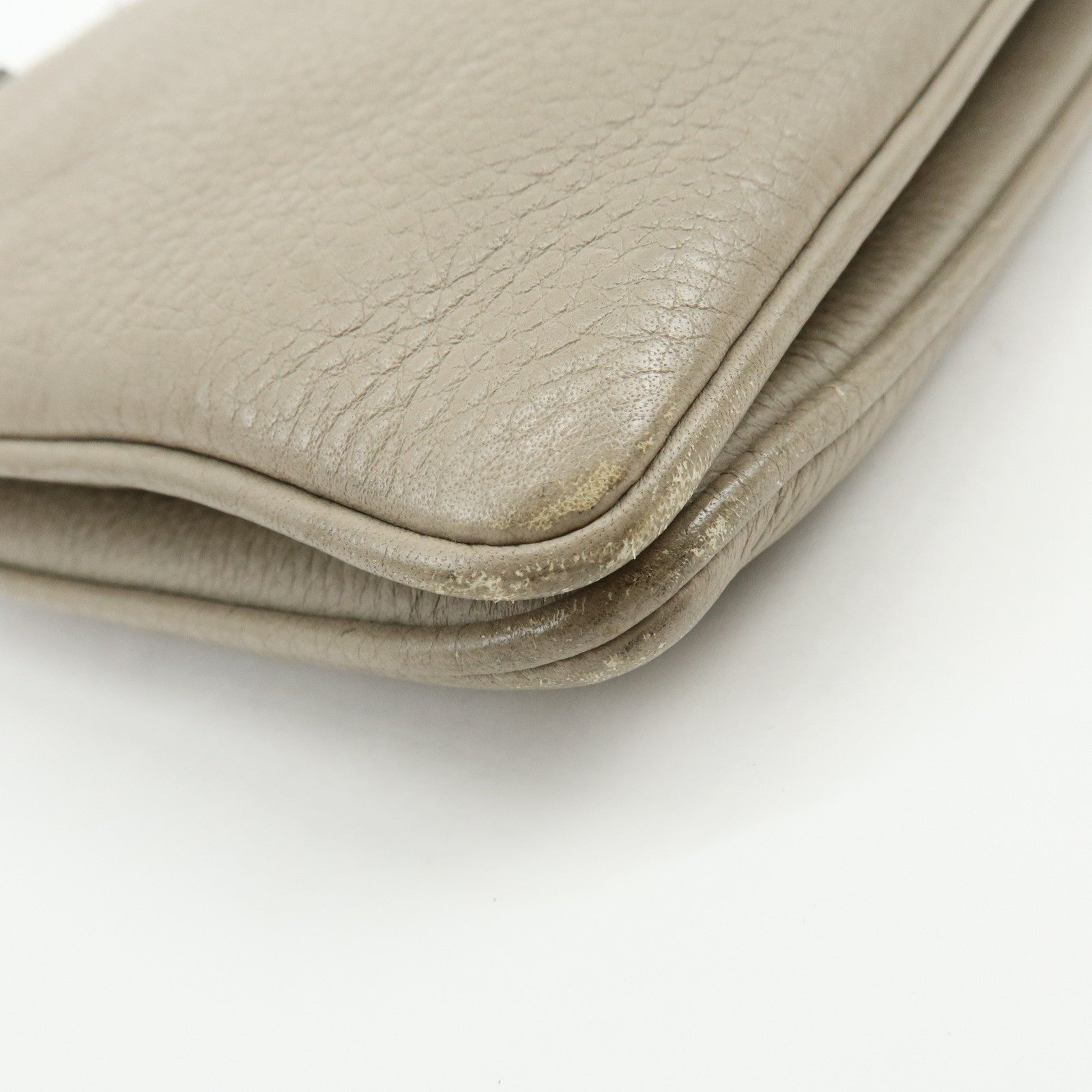 PRADA Logo Leather Shoulder Bag Crossbody Bag Beige 1BH046