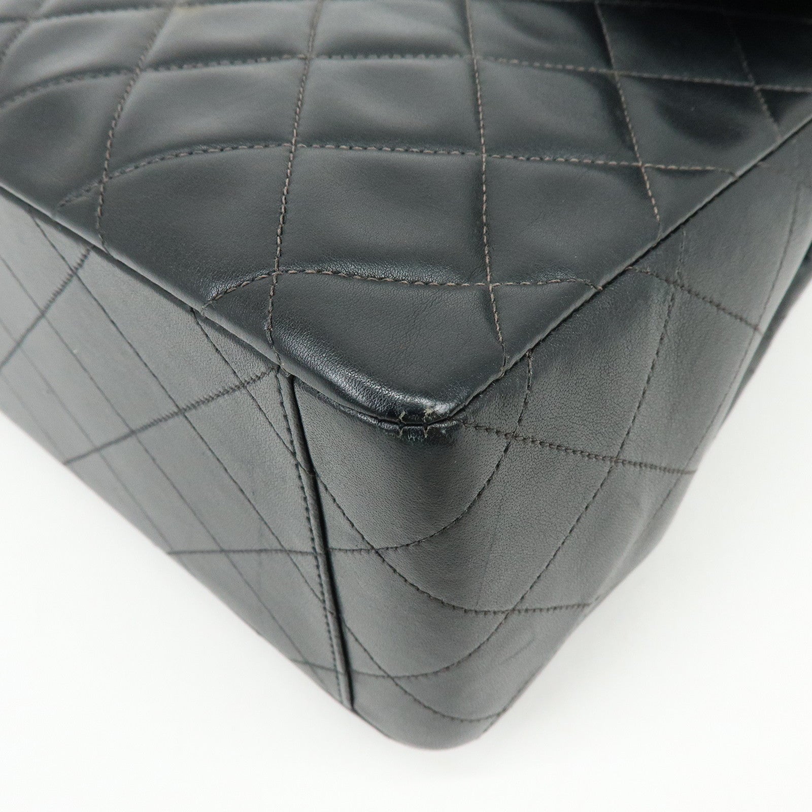 CHANEL Jumbo Matelasse 34 Lamb Skin Shoulder Bag Black A01094
