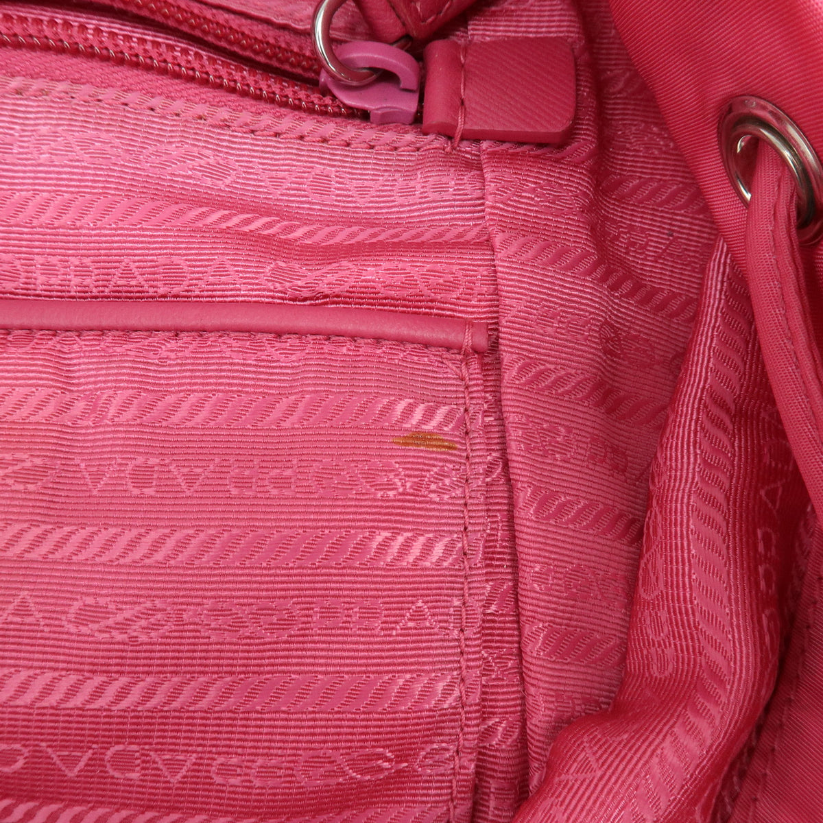 PRADA Triangle Log Nylon Leather Backpack Rucksack Pink BZ0032