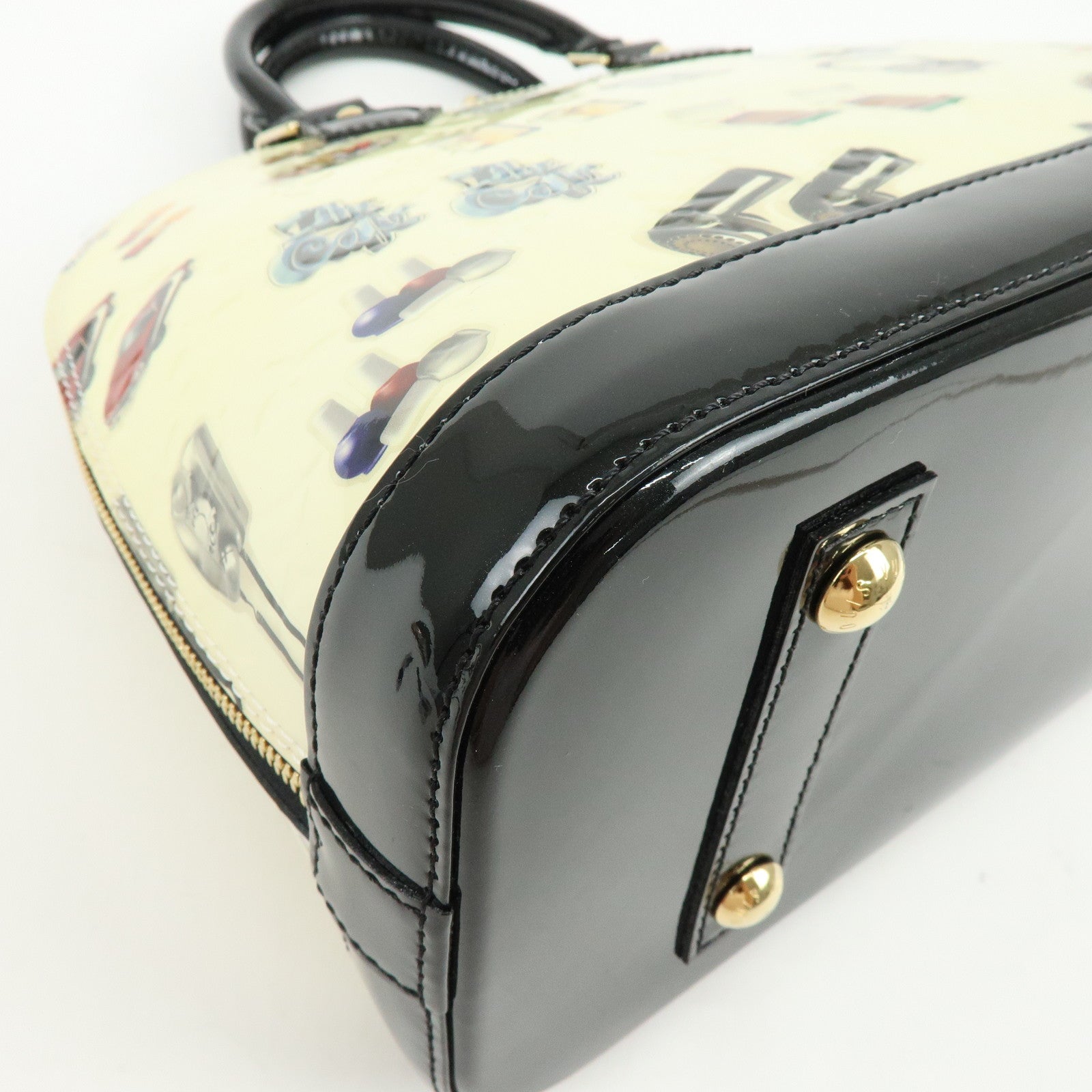 Louis Vuitton Monogram Vernis Sticker Alma PM Hand Bag Off White M50466