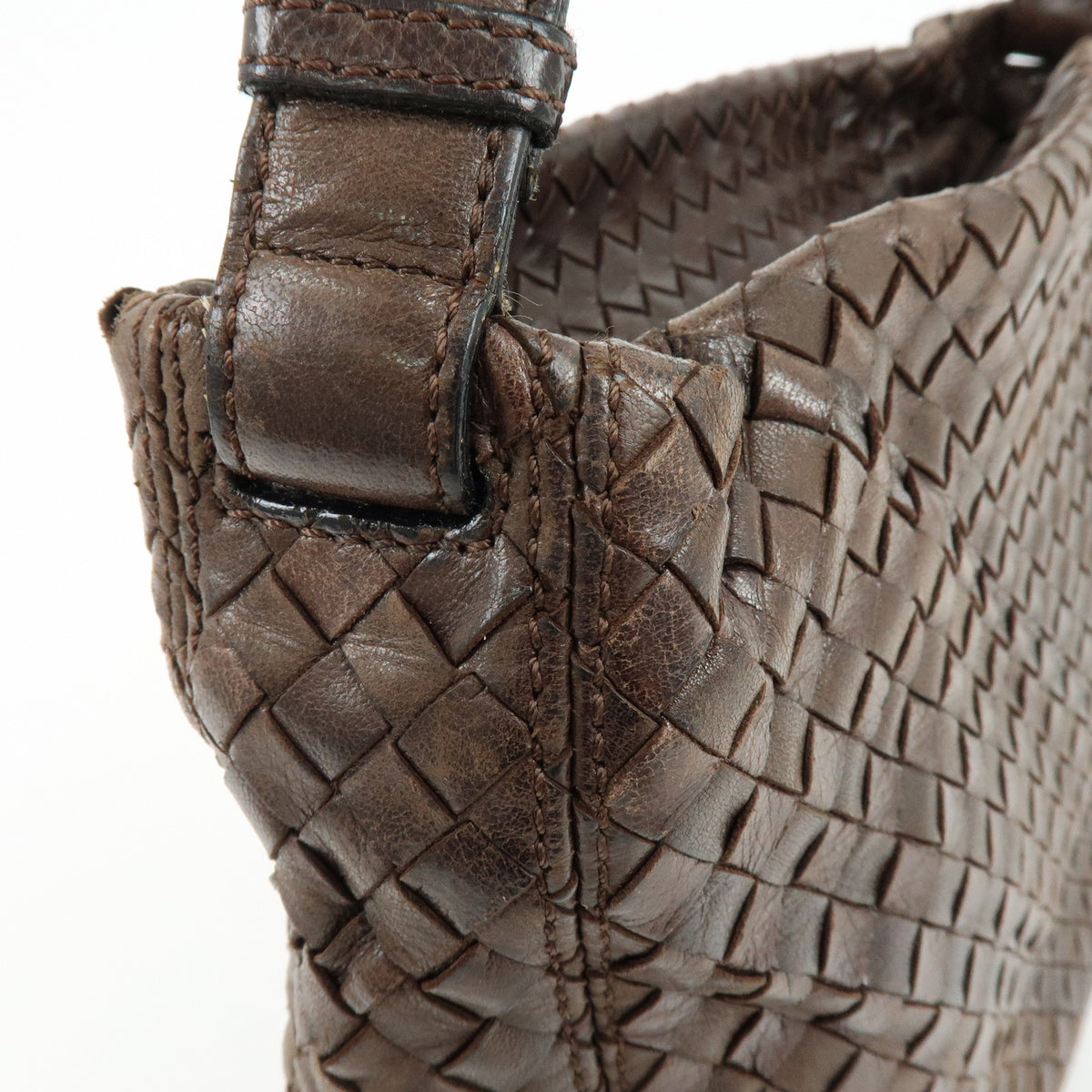 BOTTEGA VENETA Intrecciato Leather Shoulder Bag Hand Bag Brown