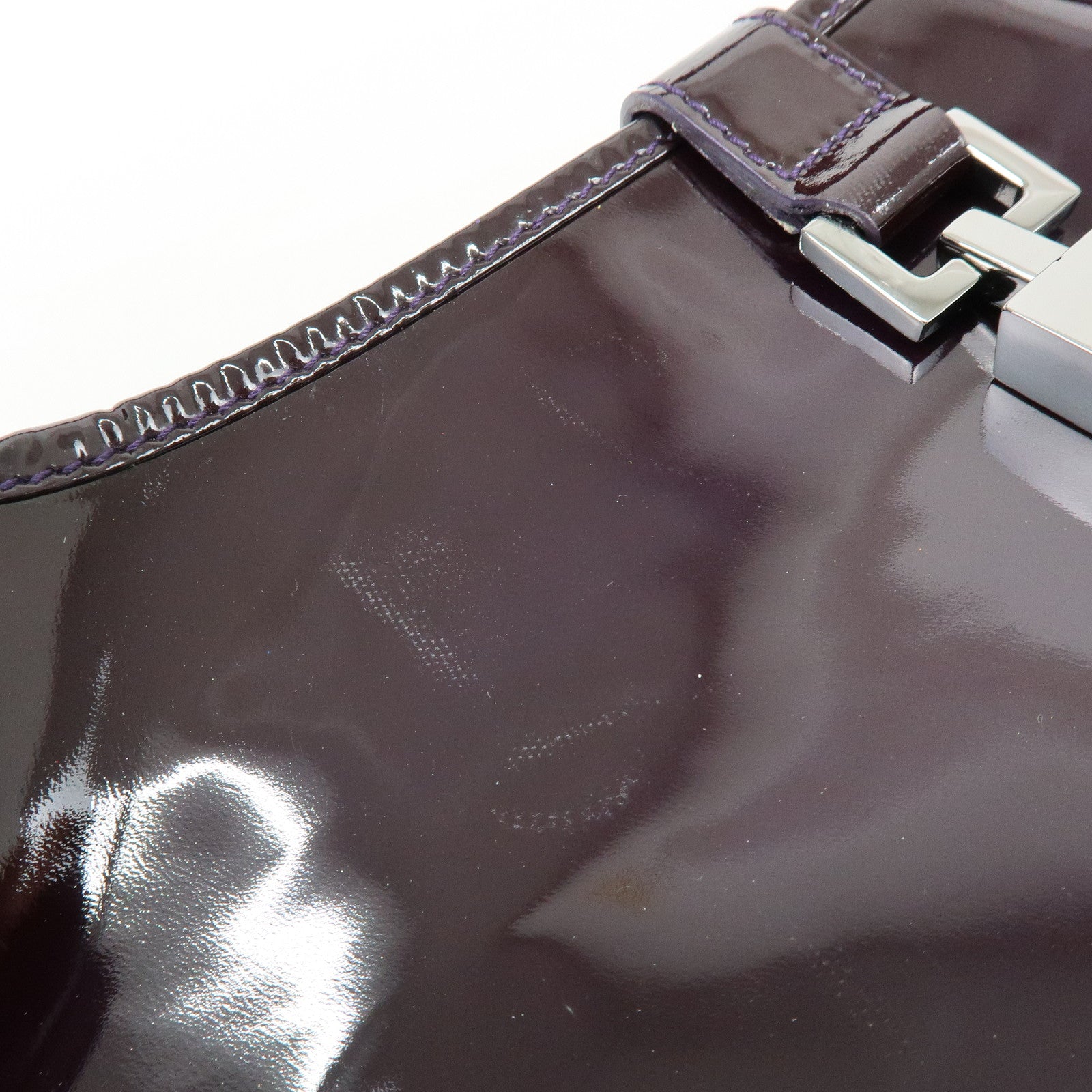 GUCCI Jackie Patent Leather Shoulder Bag Hand Bag Purple 001.3306
