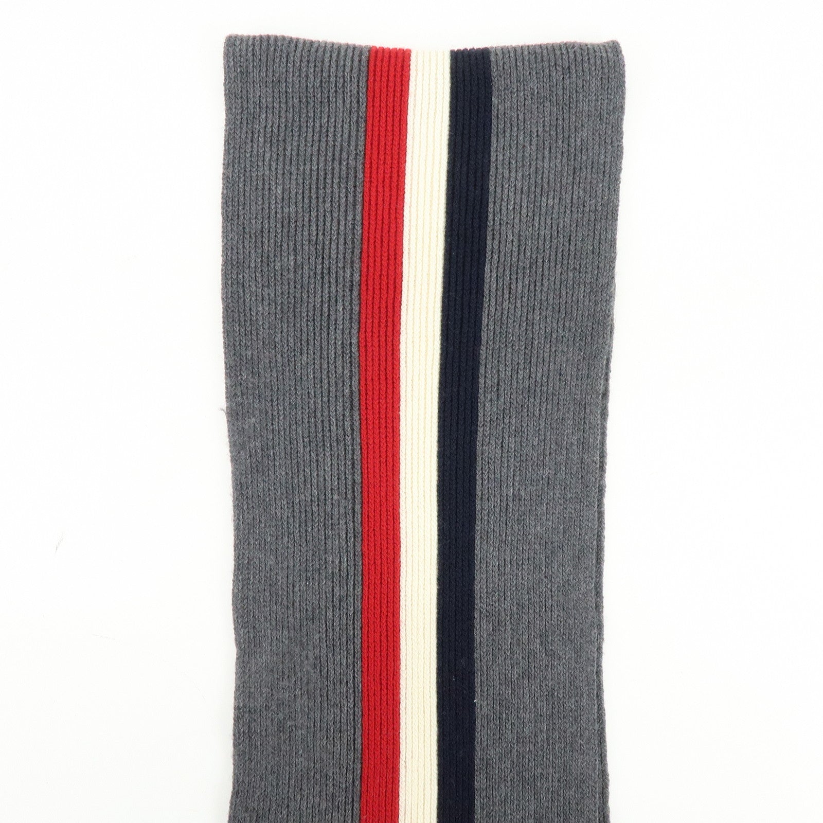 Moncler Wool 100% Scarf Stole Tri-color Gray Navy White Red