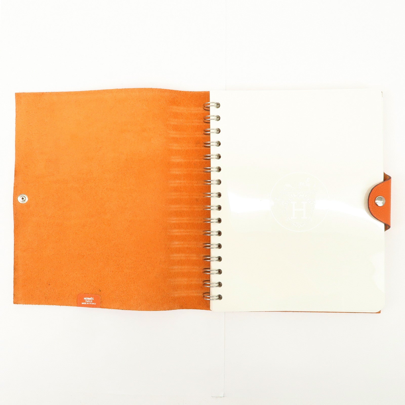 HERMES Togo Leather Ulysse MM □O Stamped Notebook Cover Potiron Orange Used
