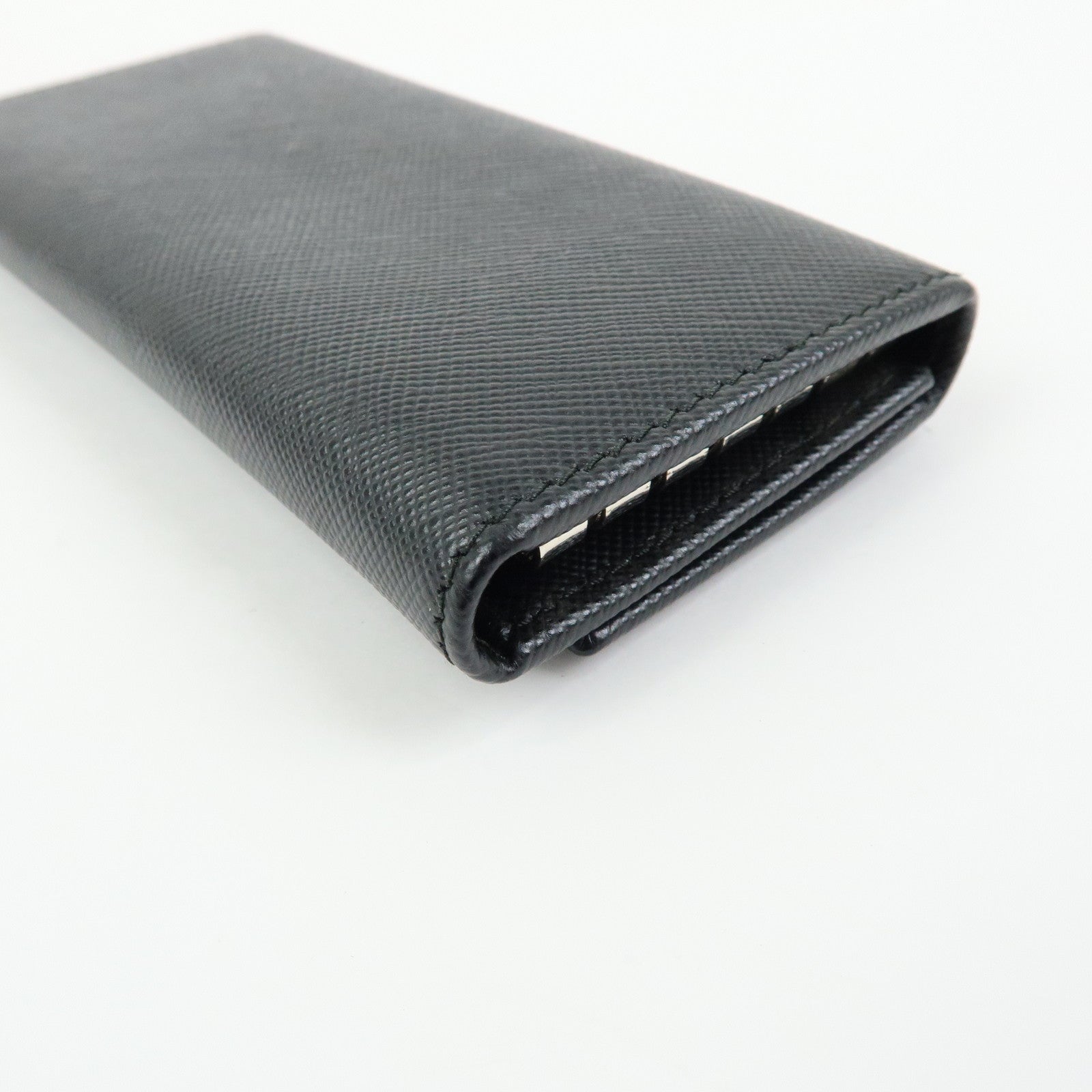 PRADA Saffiano Leather 6 Rings Key Case Key Holder Black