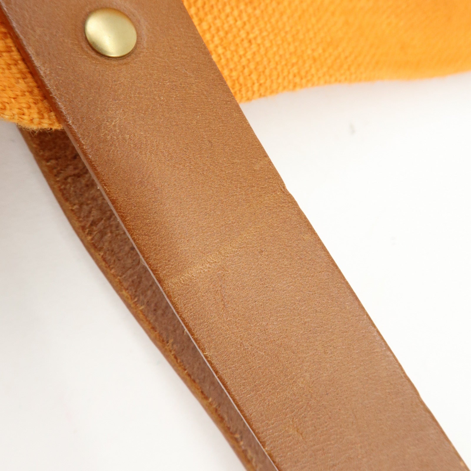 MIU MIU Canvas Leather Tote Bag Shoulder Bag Tassel Orange Brown