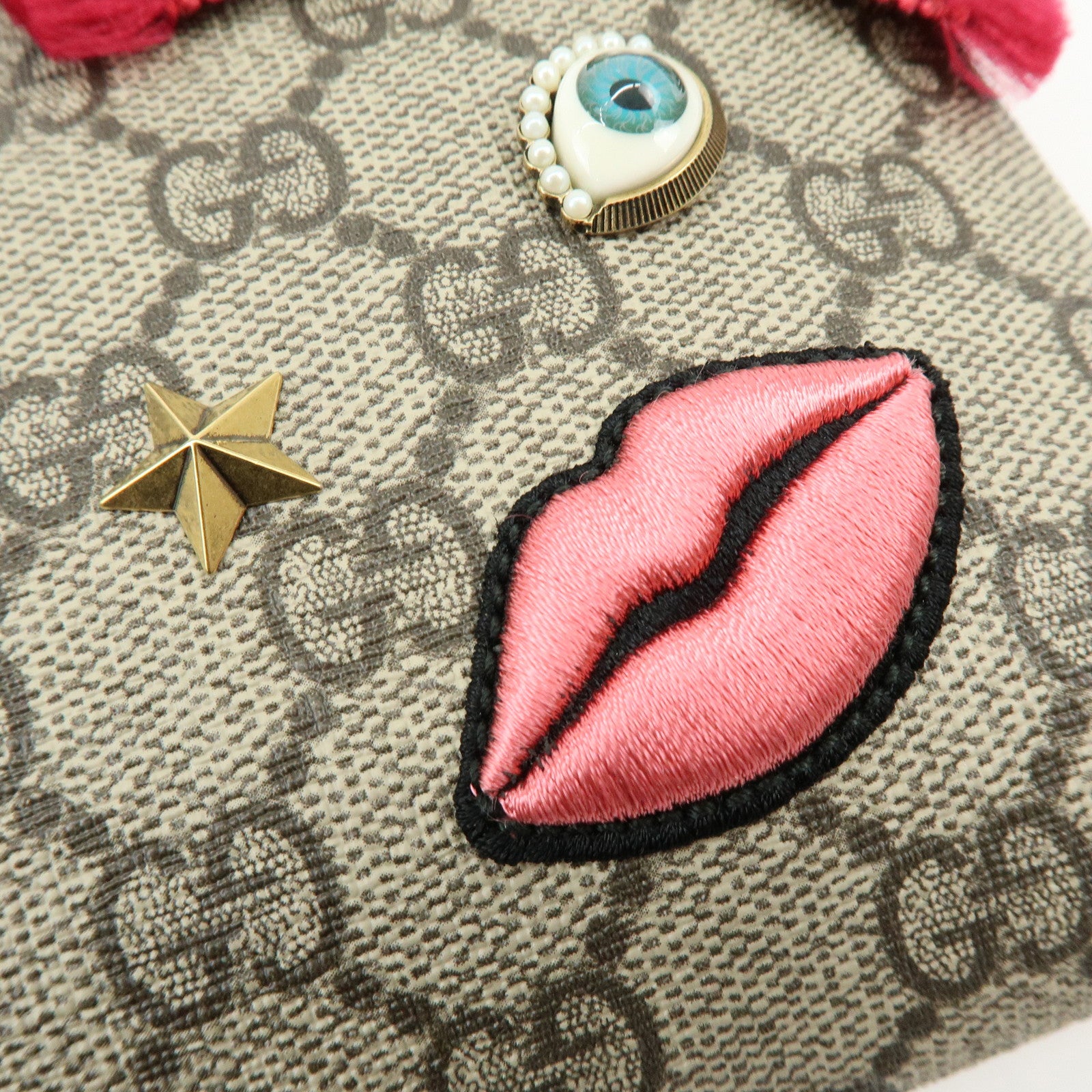 GUCCI Double G GG Supreme Leather Chain Shoulder Bag Ribbon Pink 431396
