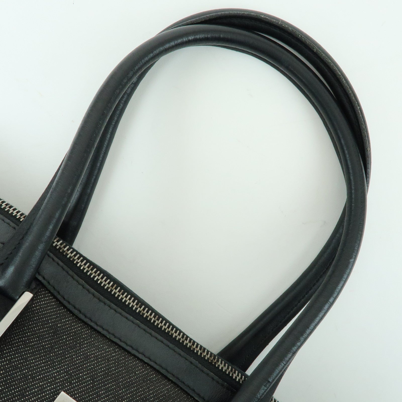 GUCCI Canvas Leather Boston Bag Hand Bag Black Dark Grey 30458