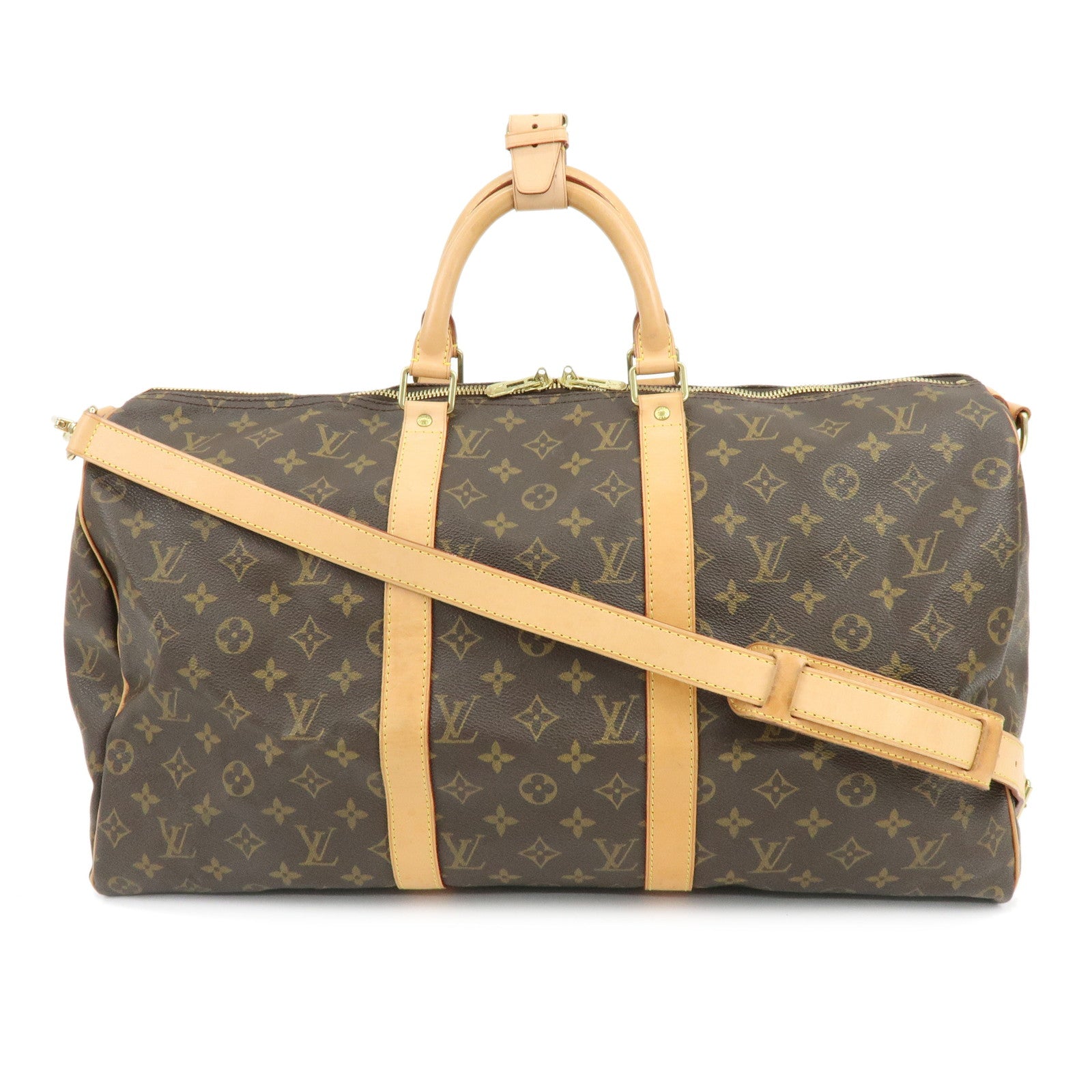 Louis Vuitton Monogram Keep All Bandouliere 50 Boston Bag Brown M41416