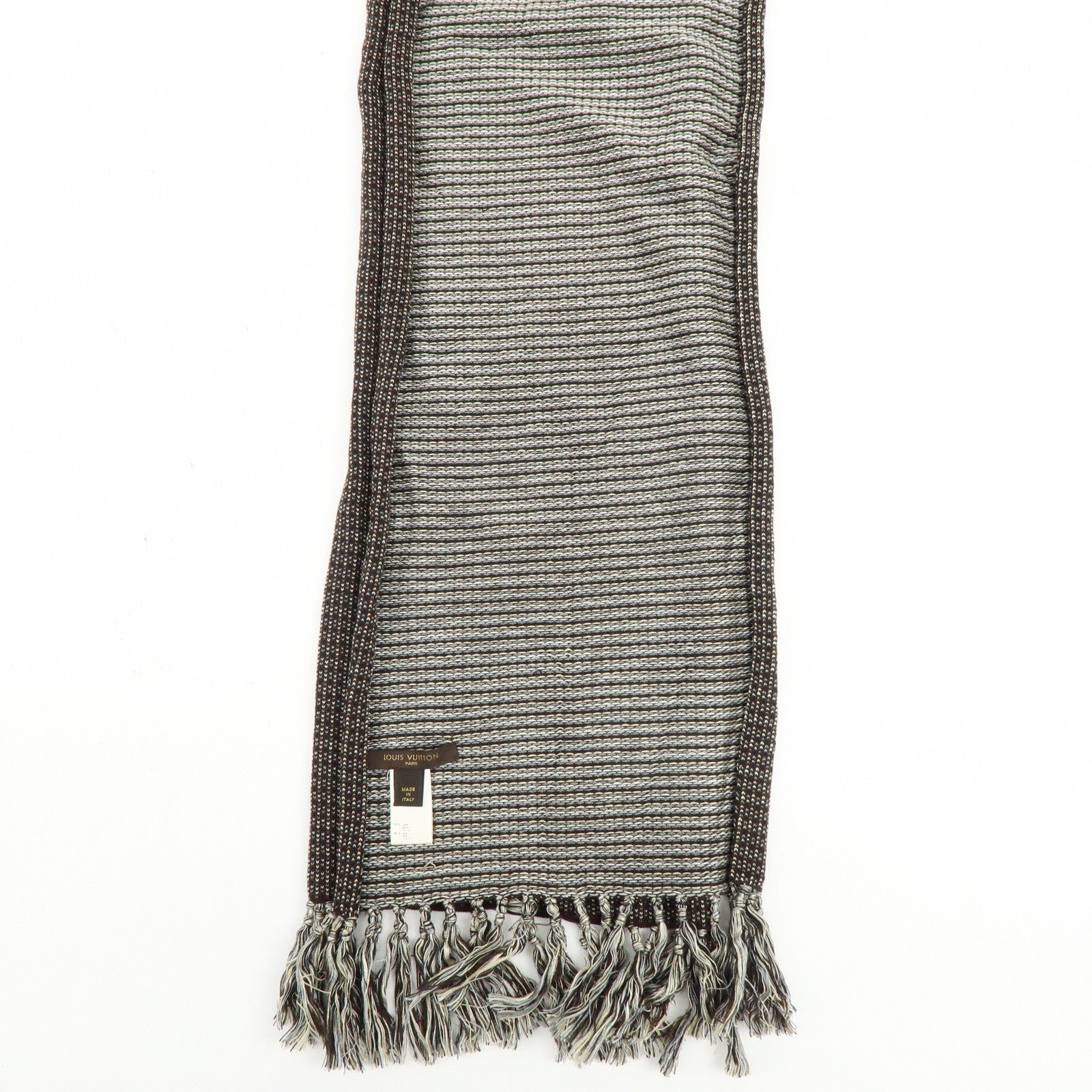 Louis Vuitton Taiga Takahashi Wool Silk Scarf Stole Dark Brown