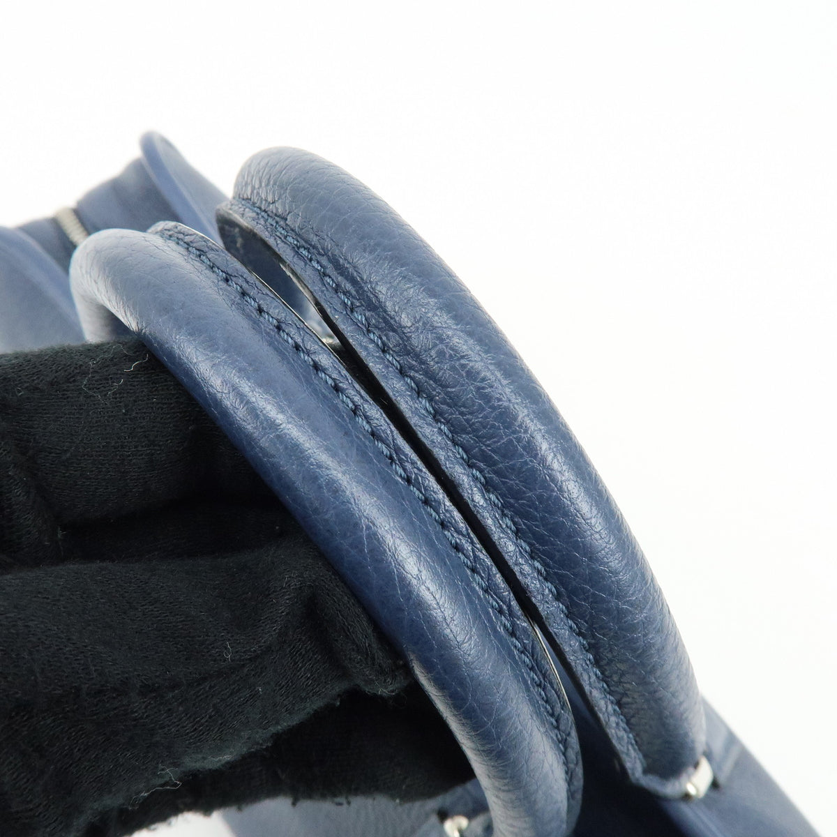 LOEWE Anagram Amazona 36 Leather Hand Bag Boston Bag Navy