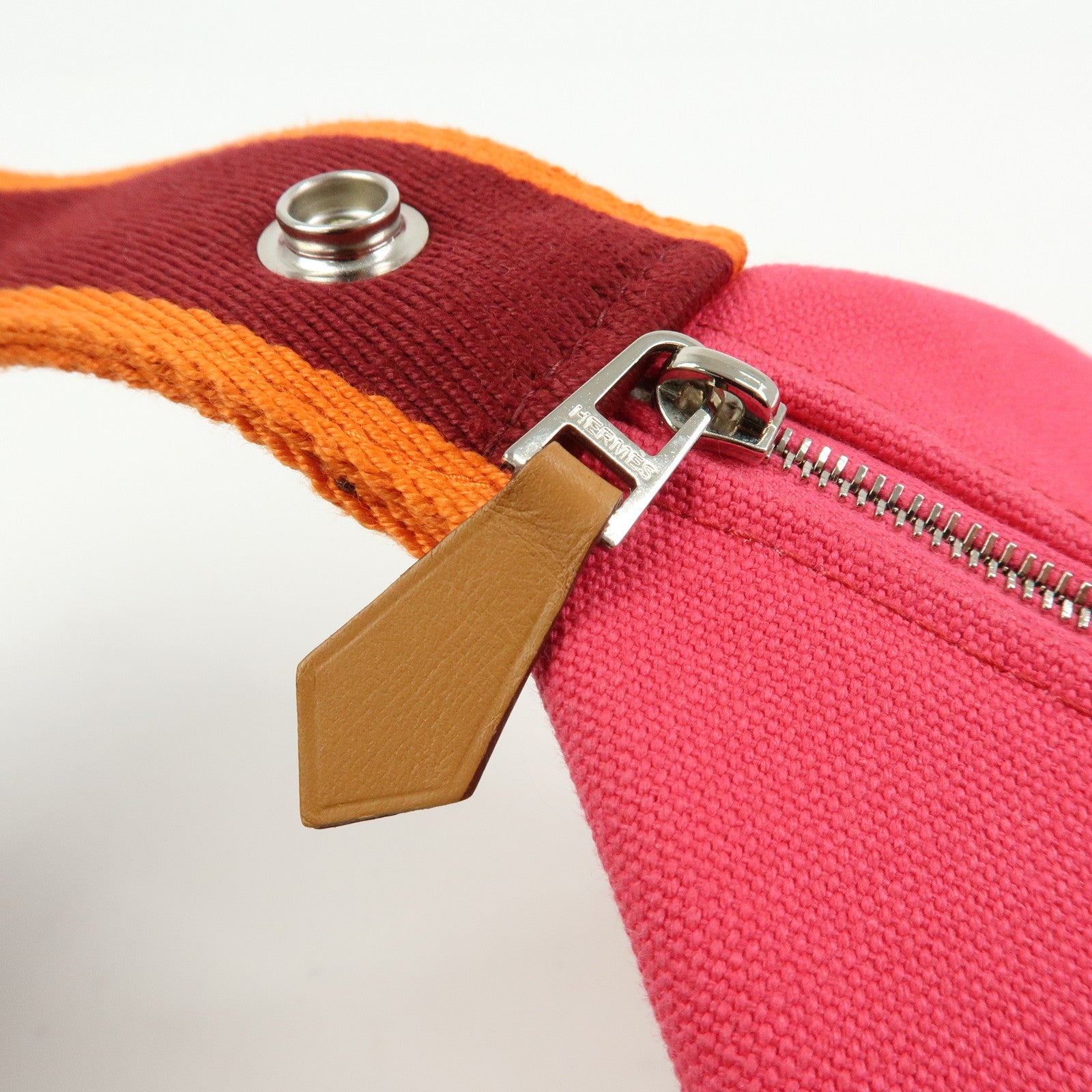 HERMES Bride A Brac PM Canvas Hand Bag Vanity Bag B Stamped Hibiscus