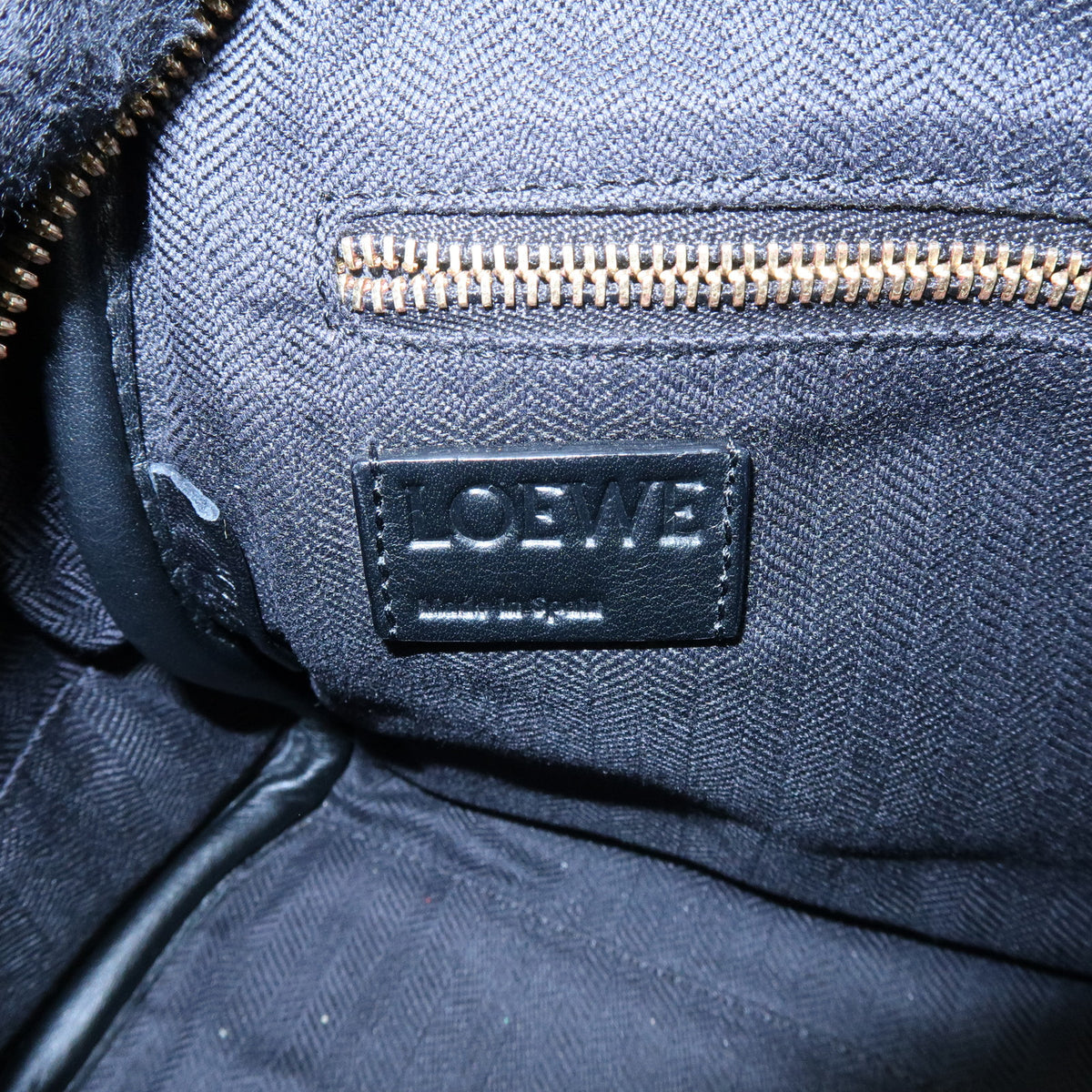 LOEWE Anagram Amazona Small Leather Hand Bag Black Natural