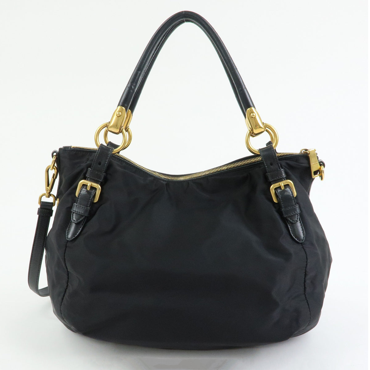PRADA Nylon Leather 2way Bag Hand Bag Shoulder Bag Black BR4303