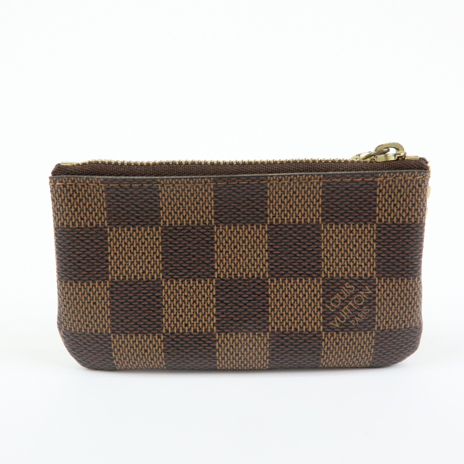 Louis Vuitton Damier Canvas Pochette Cles Coin Case Brown Ebene N62658