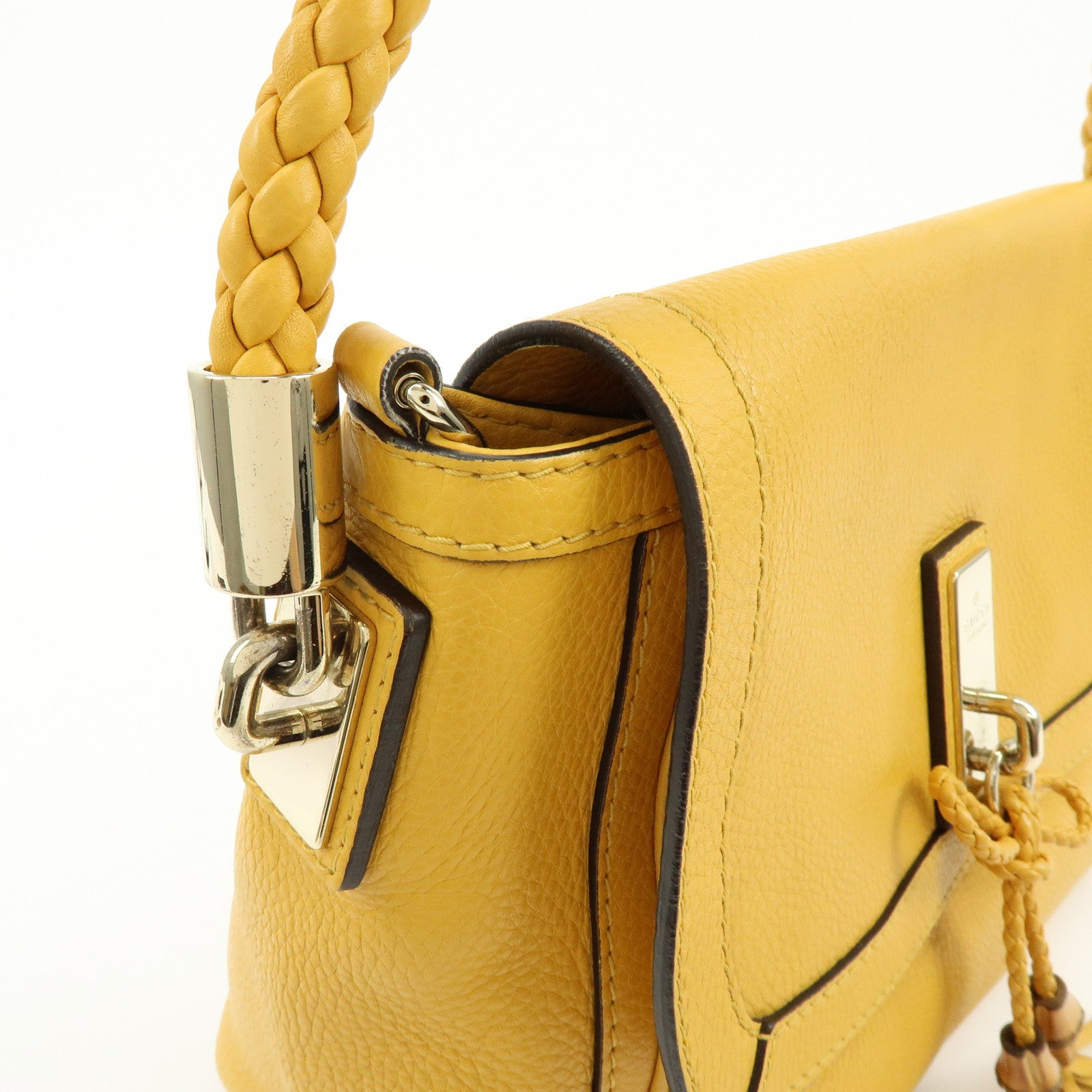 GUCCI Bamboo Bella Leather 2Way Shoulder Bag Yellow 282301