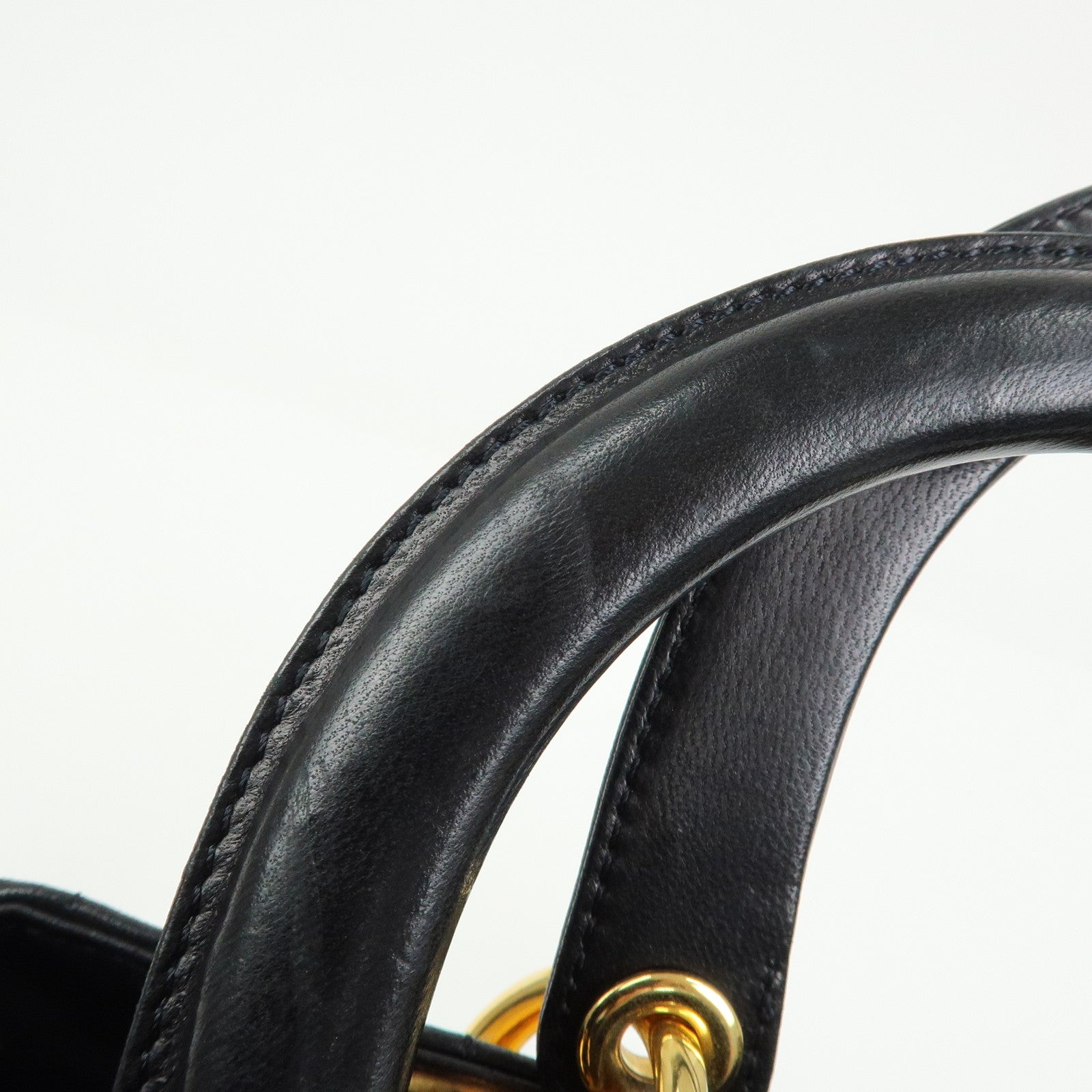 Christian Dior Cannage Lady Dior Leather Hand Bag Black