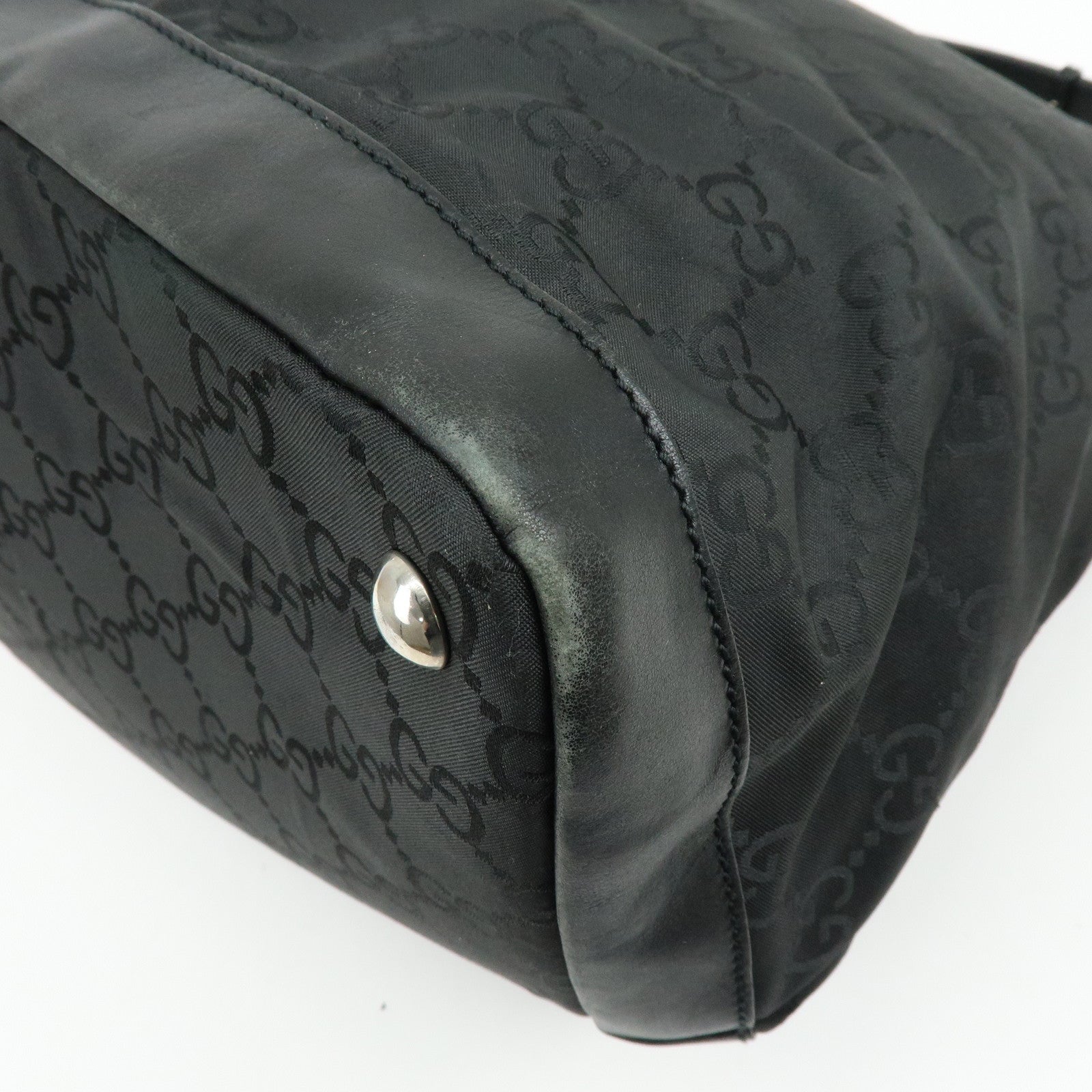 GUCCI GG Monogram Nylon Leather Boston Bag Travel Bag Black 105669