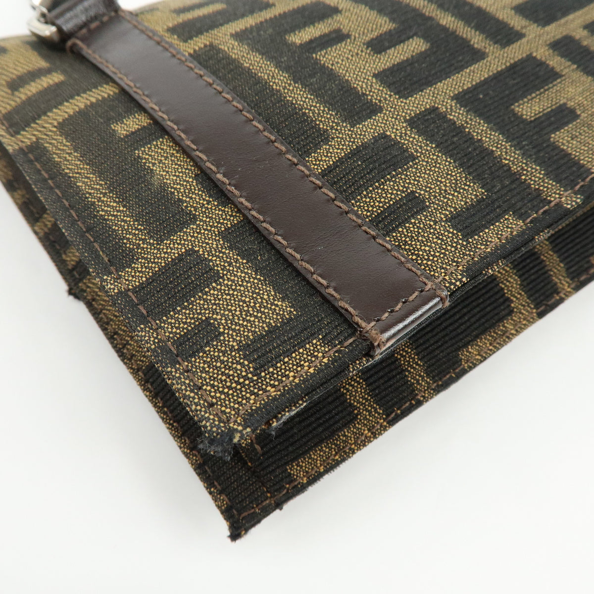 FENDI Zucca Jacquard Canvas Leather Shoulder Bag Brown Black 0915967002