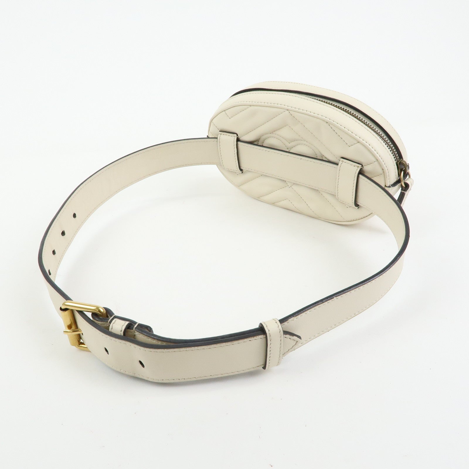 GUCCI GG Marmont Leather Waist Bag Lion Cicada Ivory 476434