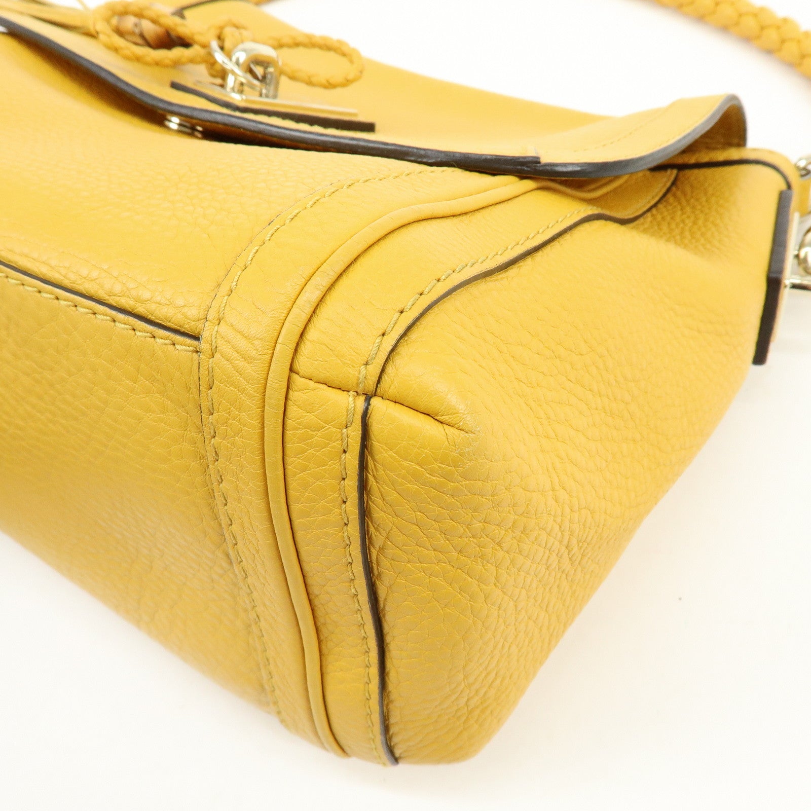 GUCCI Bamboo Bella Leather 2Way Shoulder Bag Yellow 282301