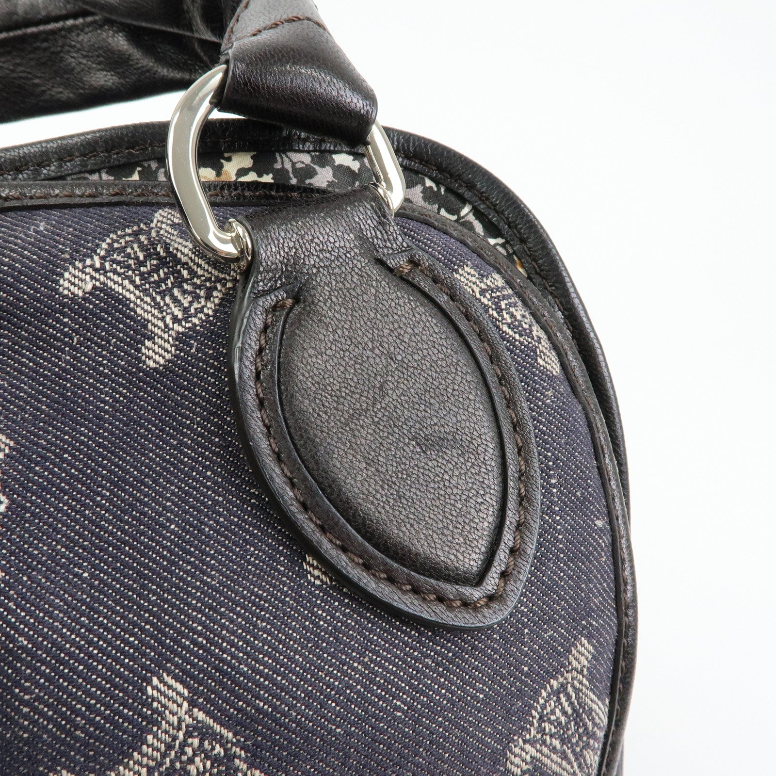 CELINE Macadam Bittersweet Denim Leather Shoulder Bag Indigo Blue Black