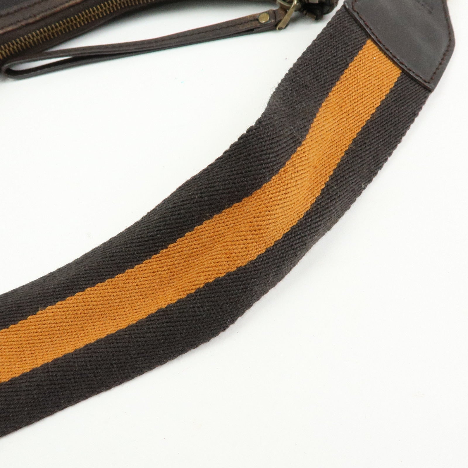 GUCCI Sherry Canvas Leather Shoulder Bag Hand Bag Borwn Orange 106663