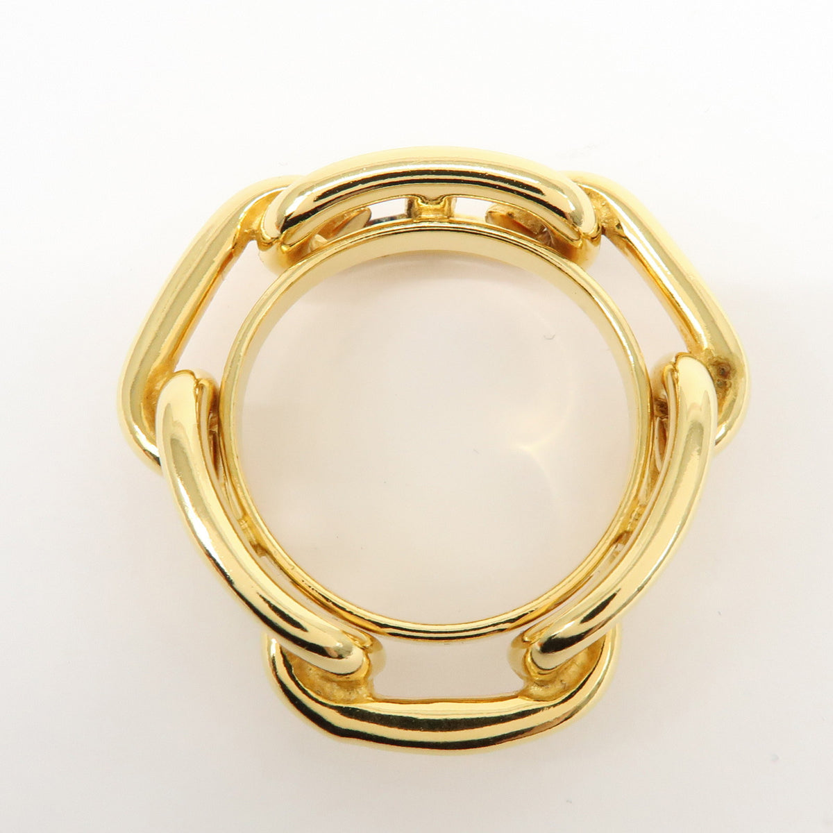HERMES Lot of 2 Chaine d'Ancre Enchainee Cosmos Metal Scarf Ring Gold