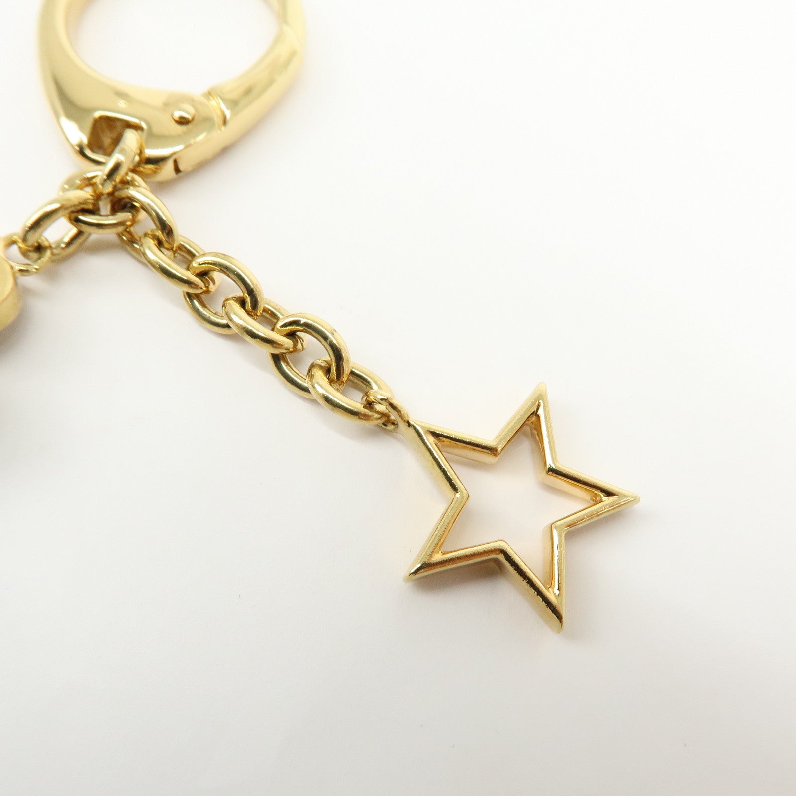 Christian Dior Metal Mother of Pearl Bag Charm Key Holder Clover Star
