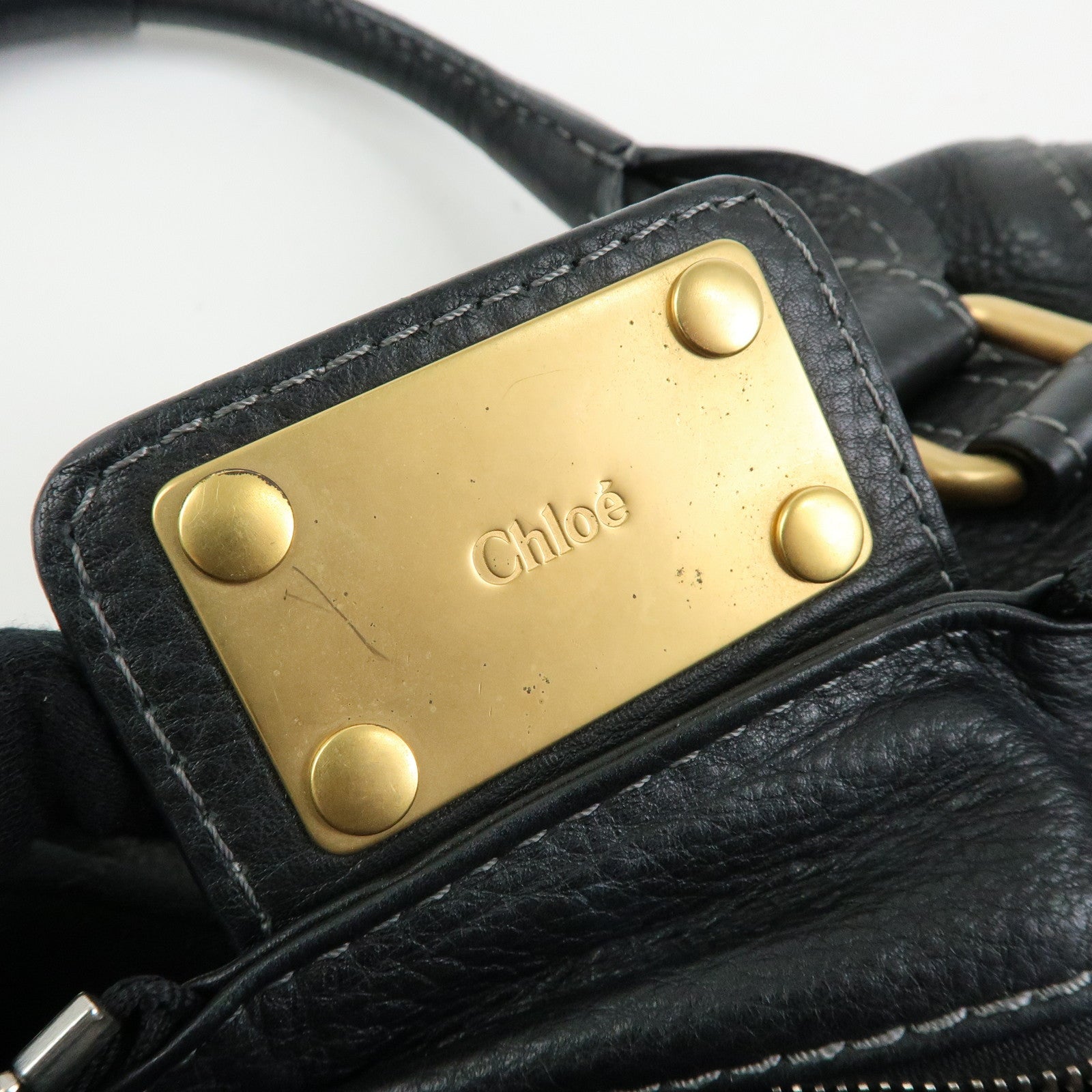 Chloe Paddington Leather Boston Bag Hand Bag Black
