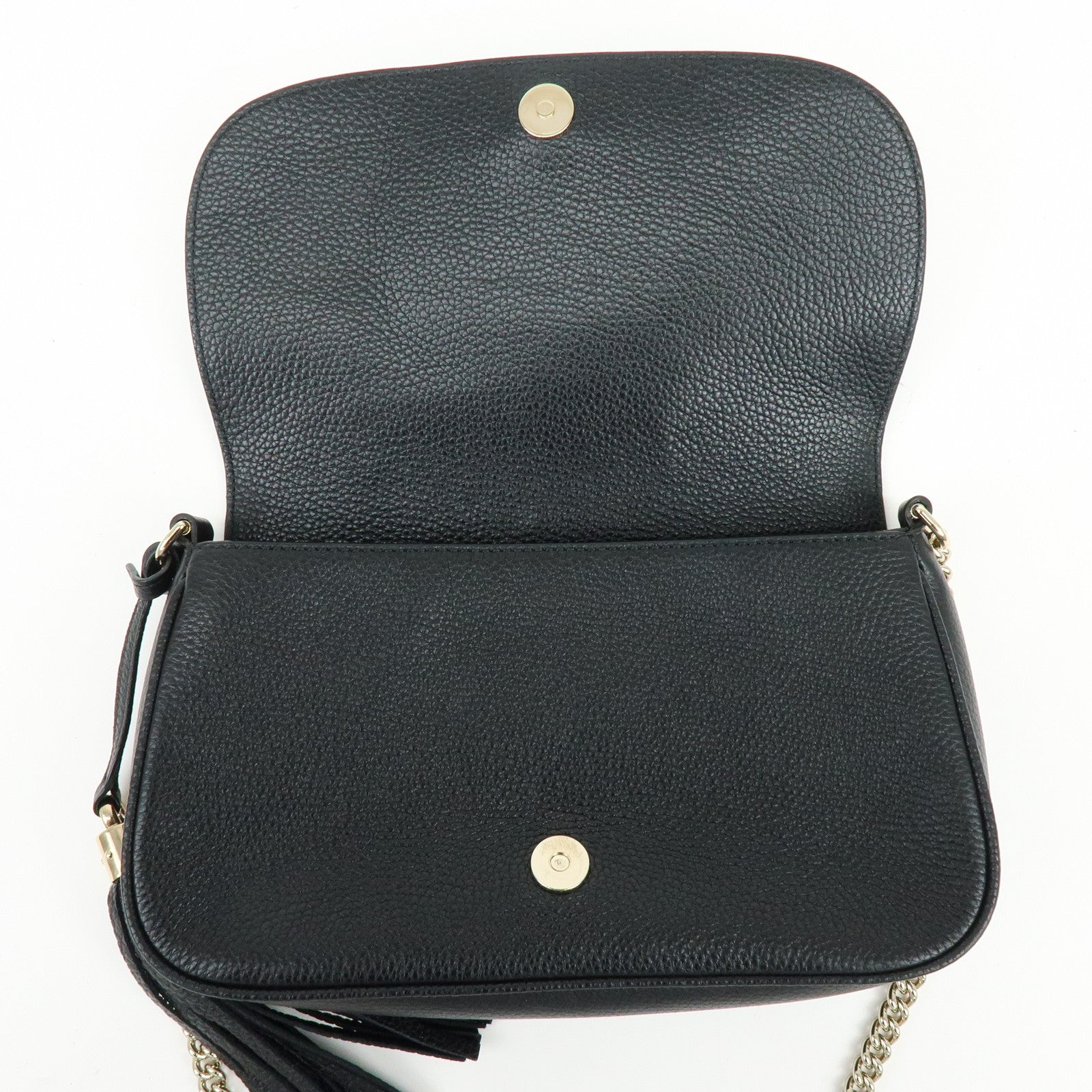 GUCCI SOHO Interlocking G Leather Chain Shoulder Bag Black 536224