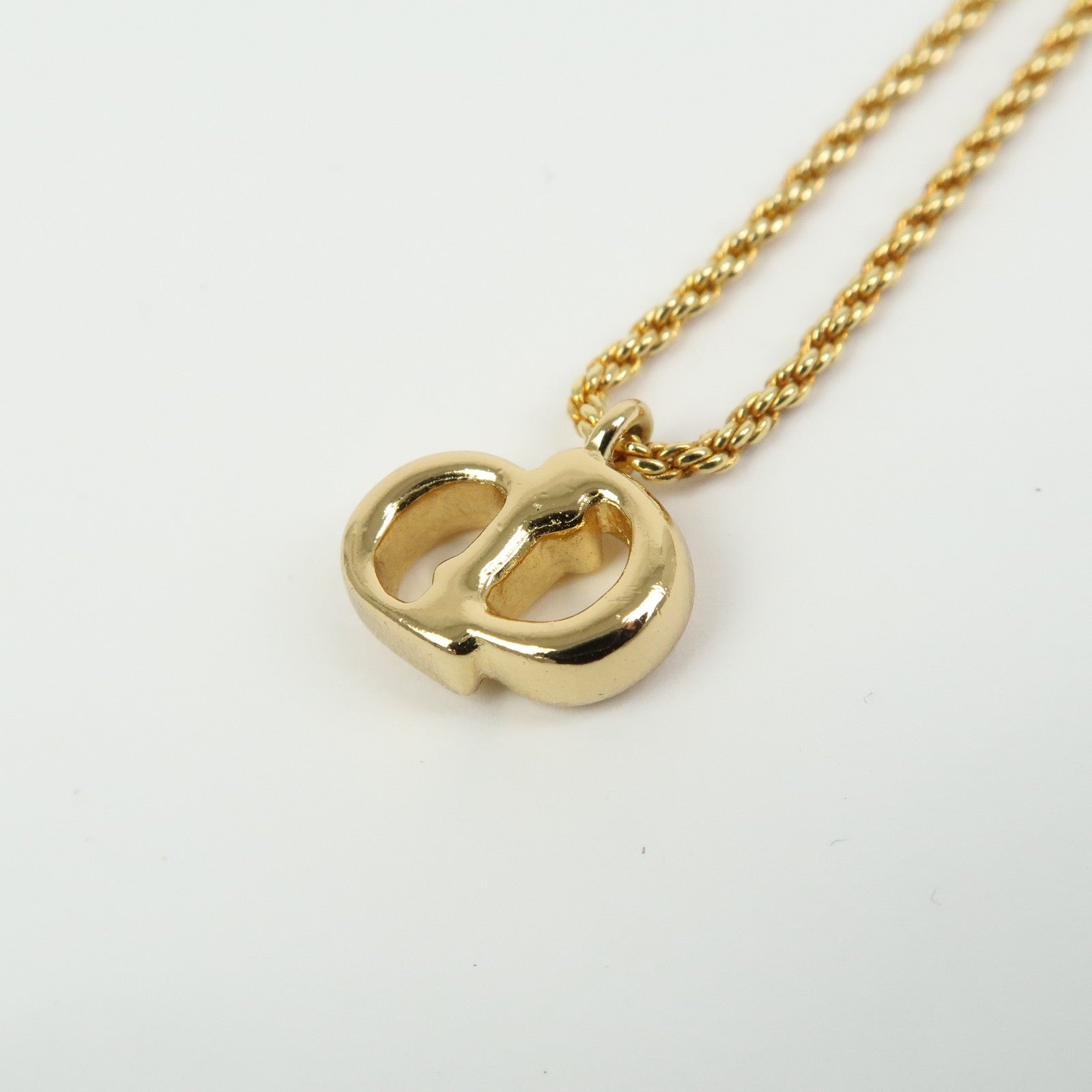 Christian Dior CD Logo Metal Necklace Choker Gold