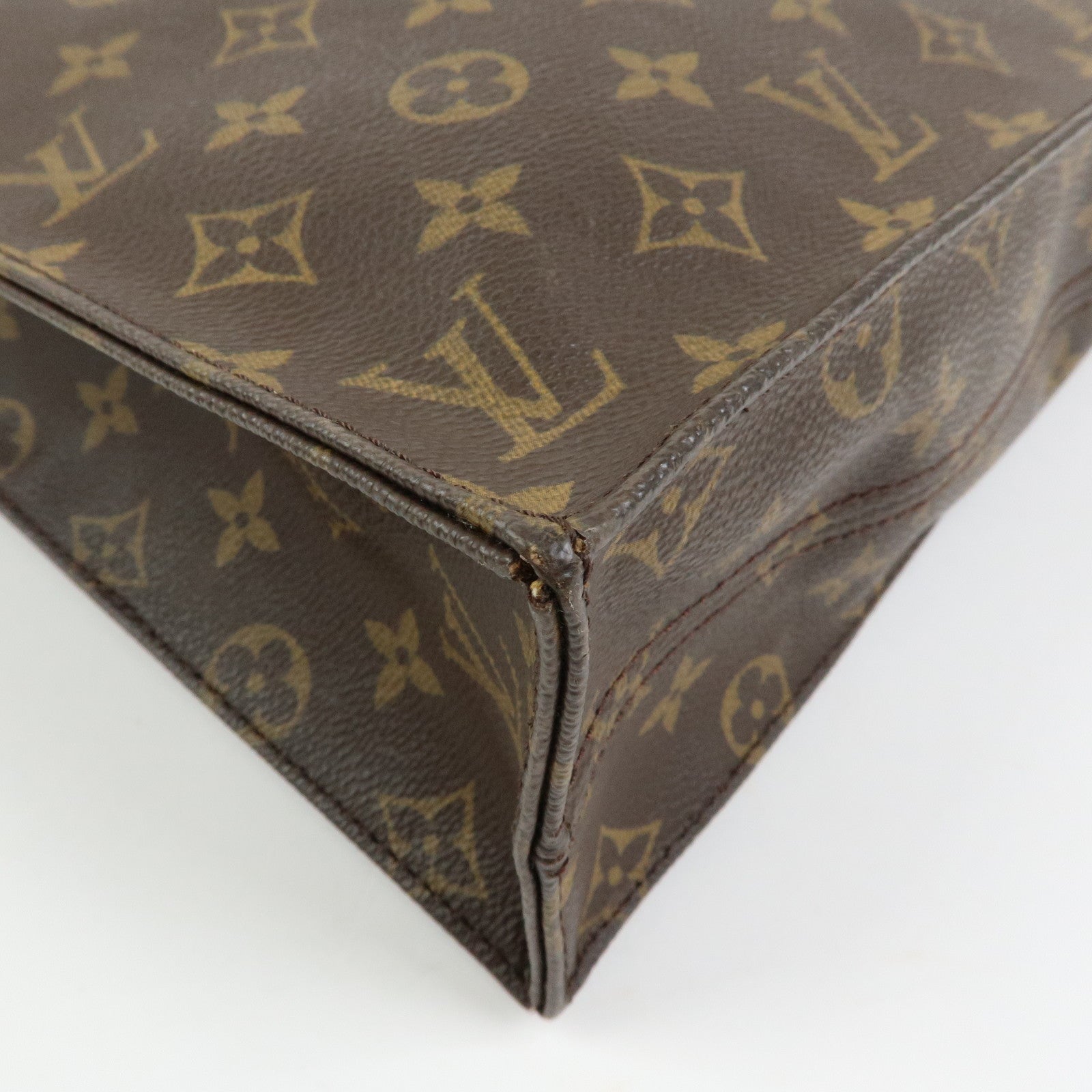 Louis Vuitton Monogram Sac Plat Tote Bag Hand Bag Brown M51140