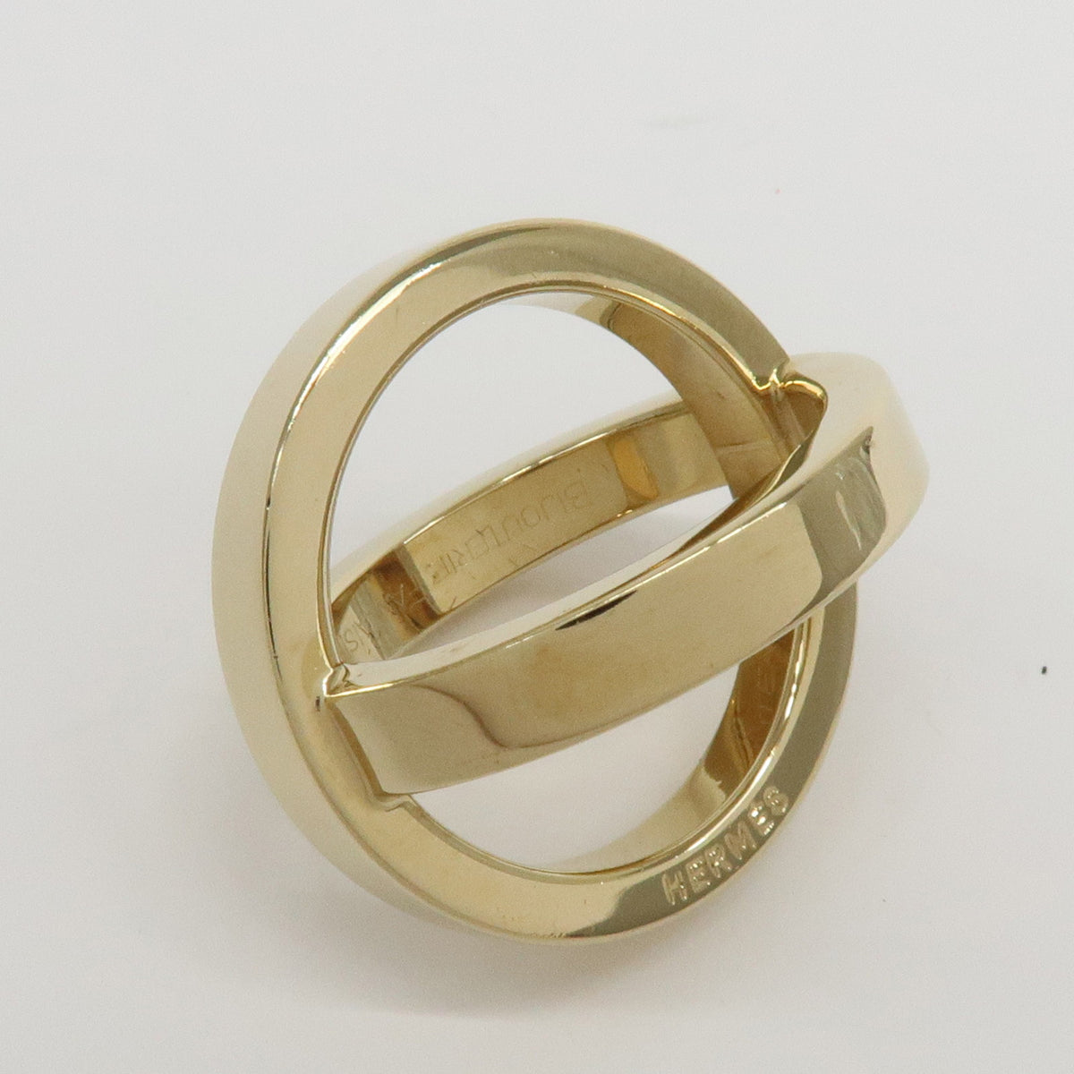 HERMES Lot of 2 Chaine d'Ancre Enchainee Cosmos Metal Scarf Ring Gold