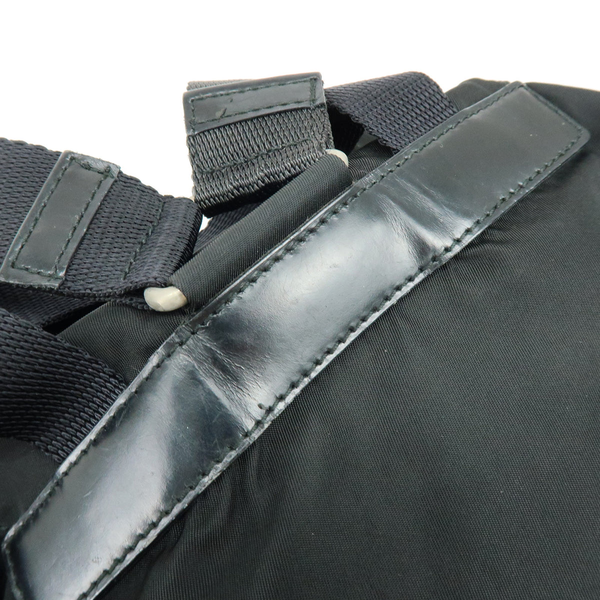 PRADA Triangle Logo Nylon Leather Backpack Rucksack Black