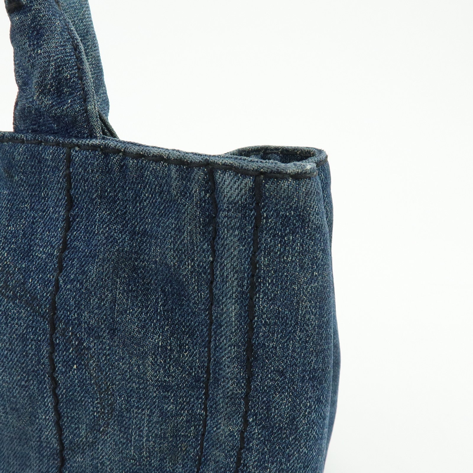 PRADA Canapa Mini Triangle Logo Denim 2Way Bag Hand Bag Blue B2439G
