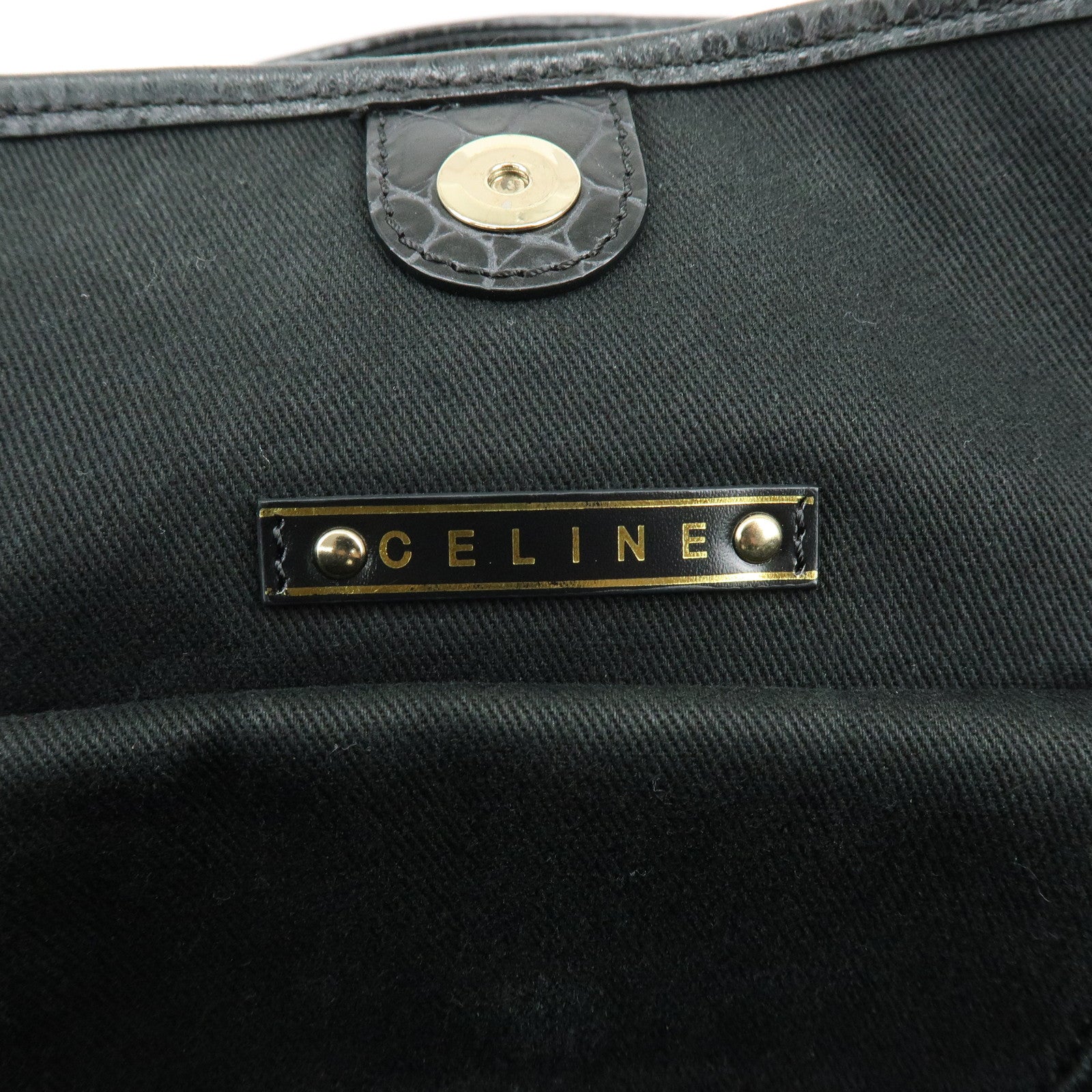 CELINE Bitter Sweet C Sulky Canvas Leather Hand Bag Shoulder Bag Brown
