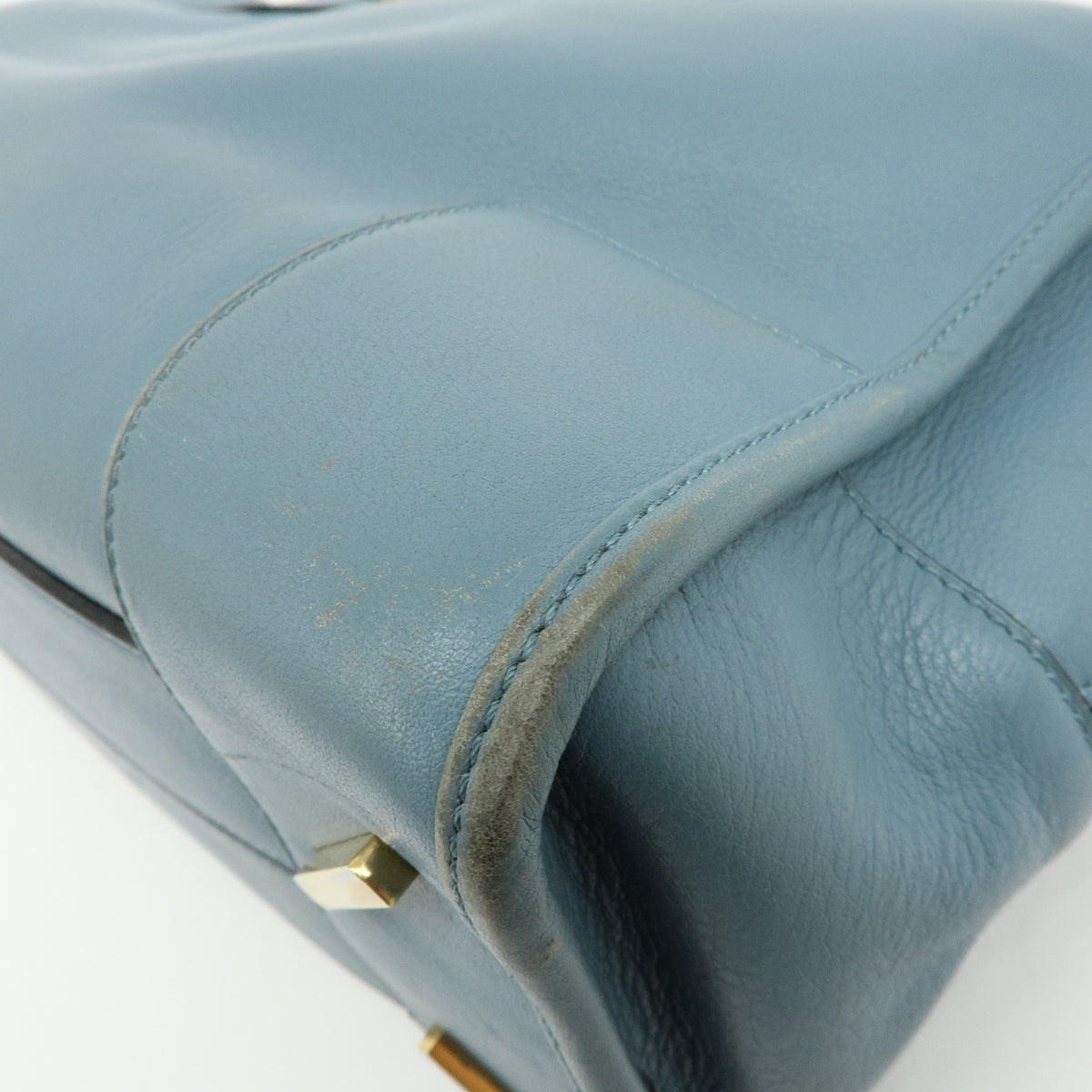 LOEWE Anagram Amazona 36 Leather 2Way Hand Bag Boston Bag Blue