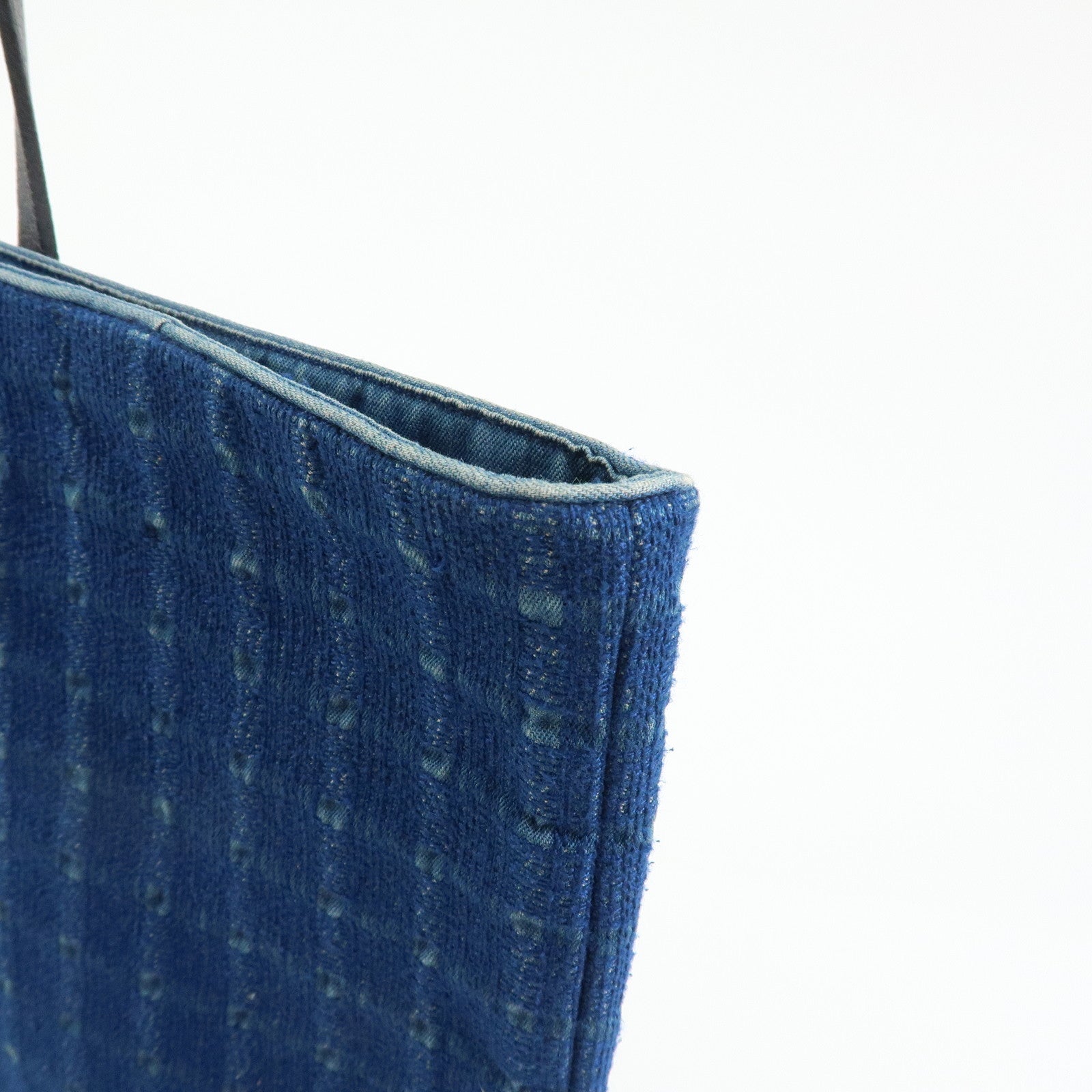 HERMES Amedaba GM Canvas Leather Tote Bag Hand Bag Navy Blue Black