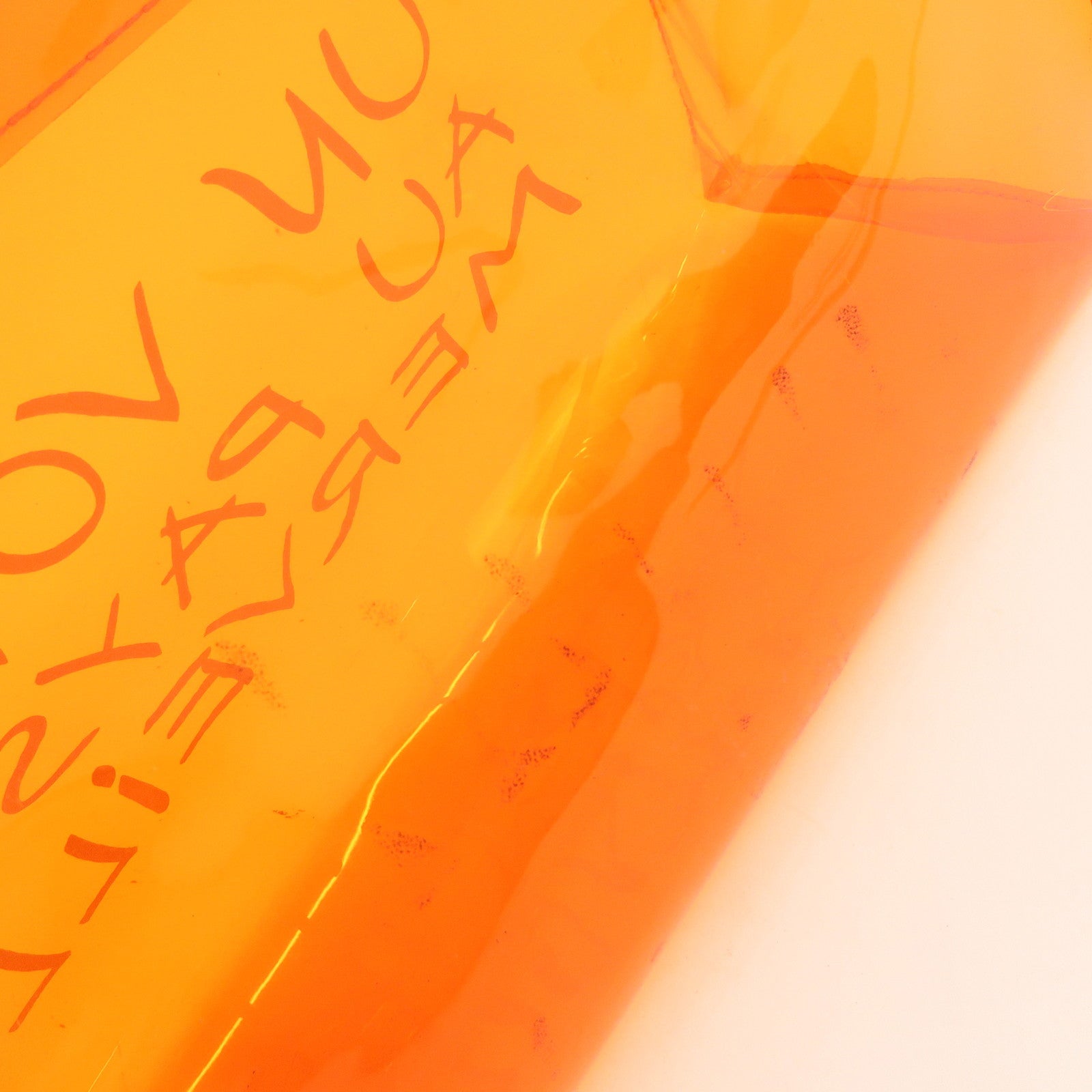 HERMES Kelly Vinyl Hand Bag Clear Orange