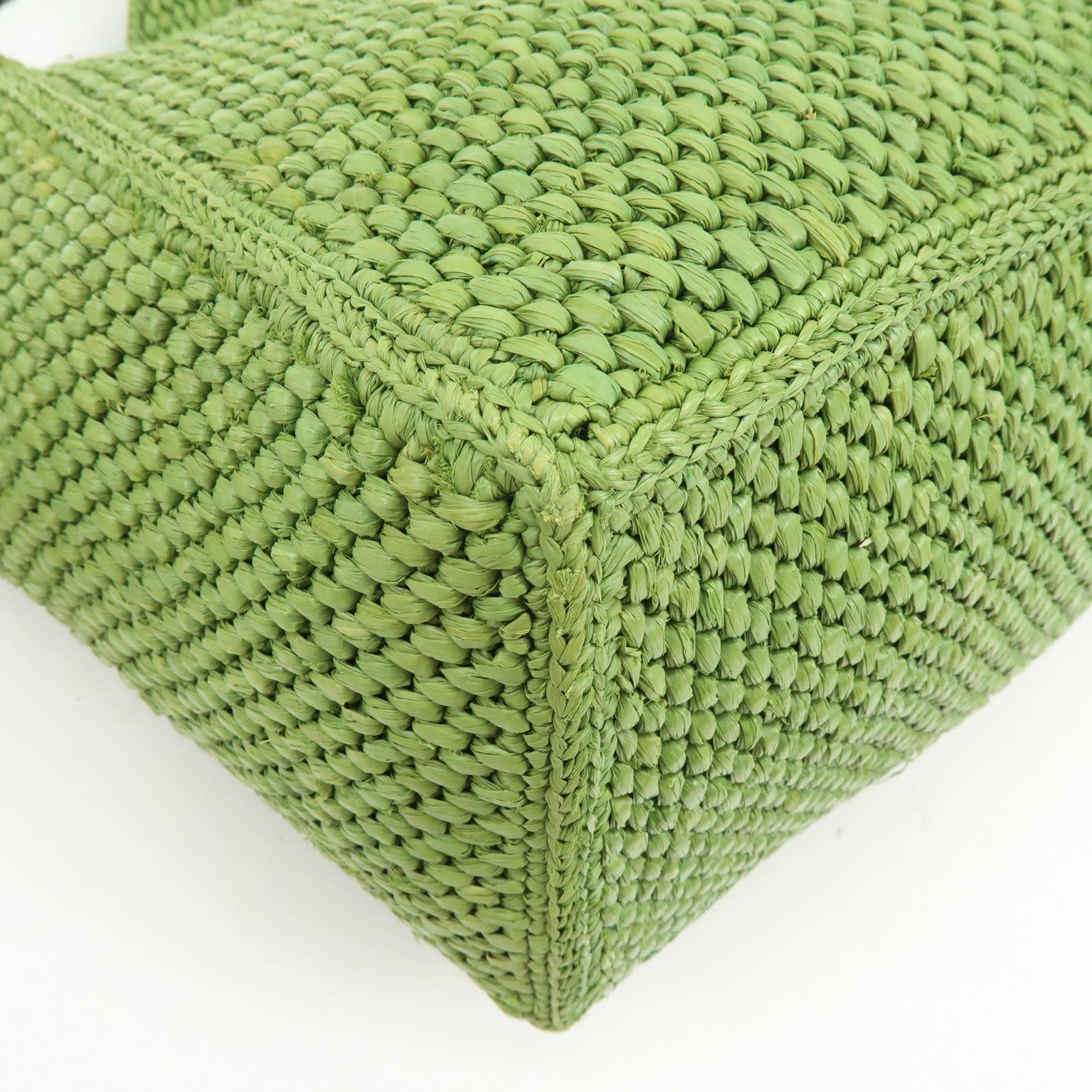 LOEWE Font Tote Raffia Leather 2Way Bag Tote Bag Shoulder Bag Green