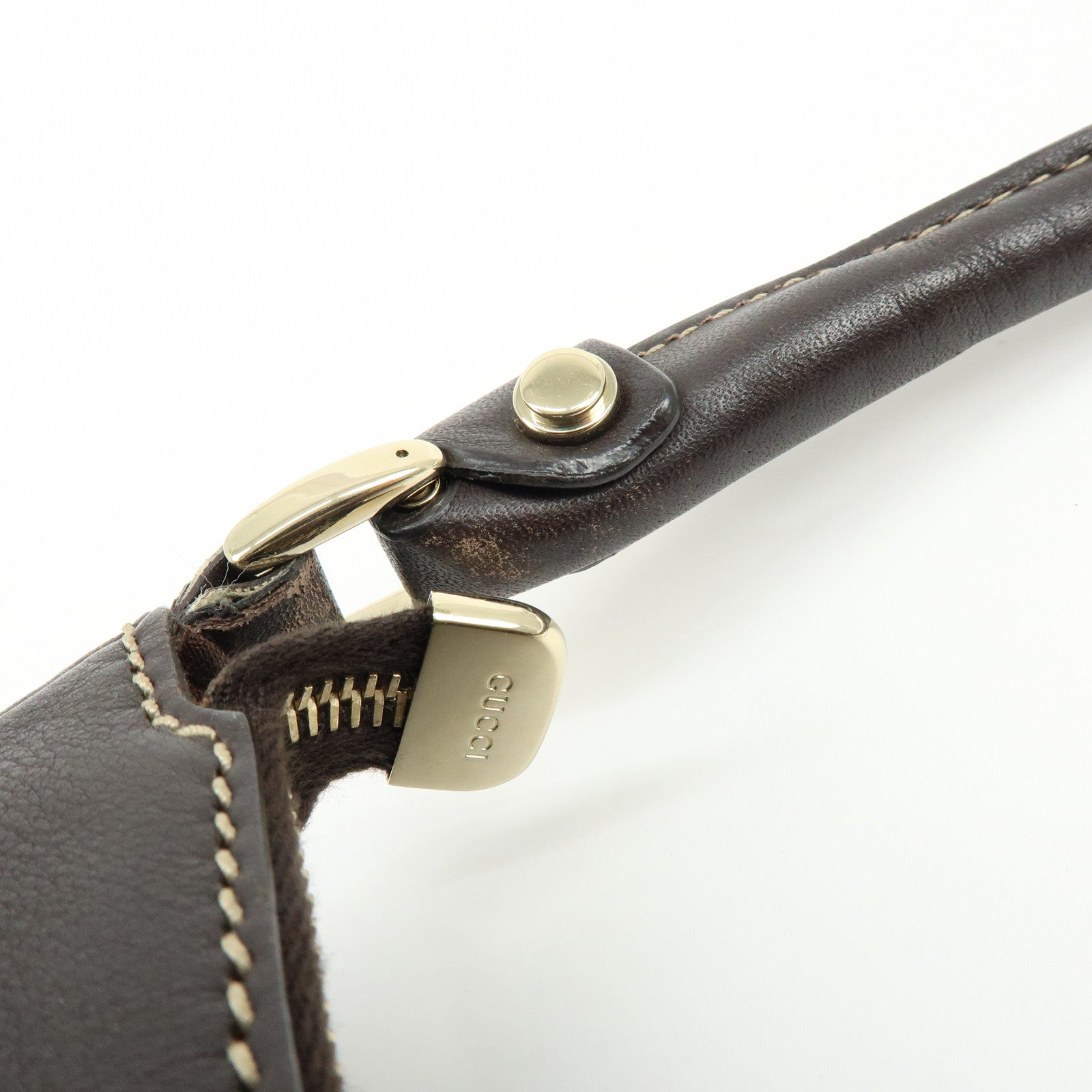 GUCCI Abbey GG Canvas Leather Shoulder Bag Brown Beige 189833
