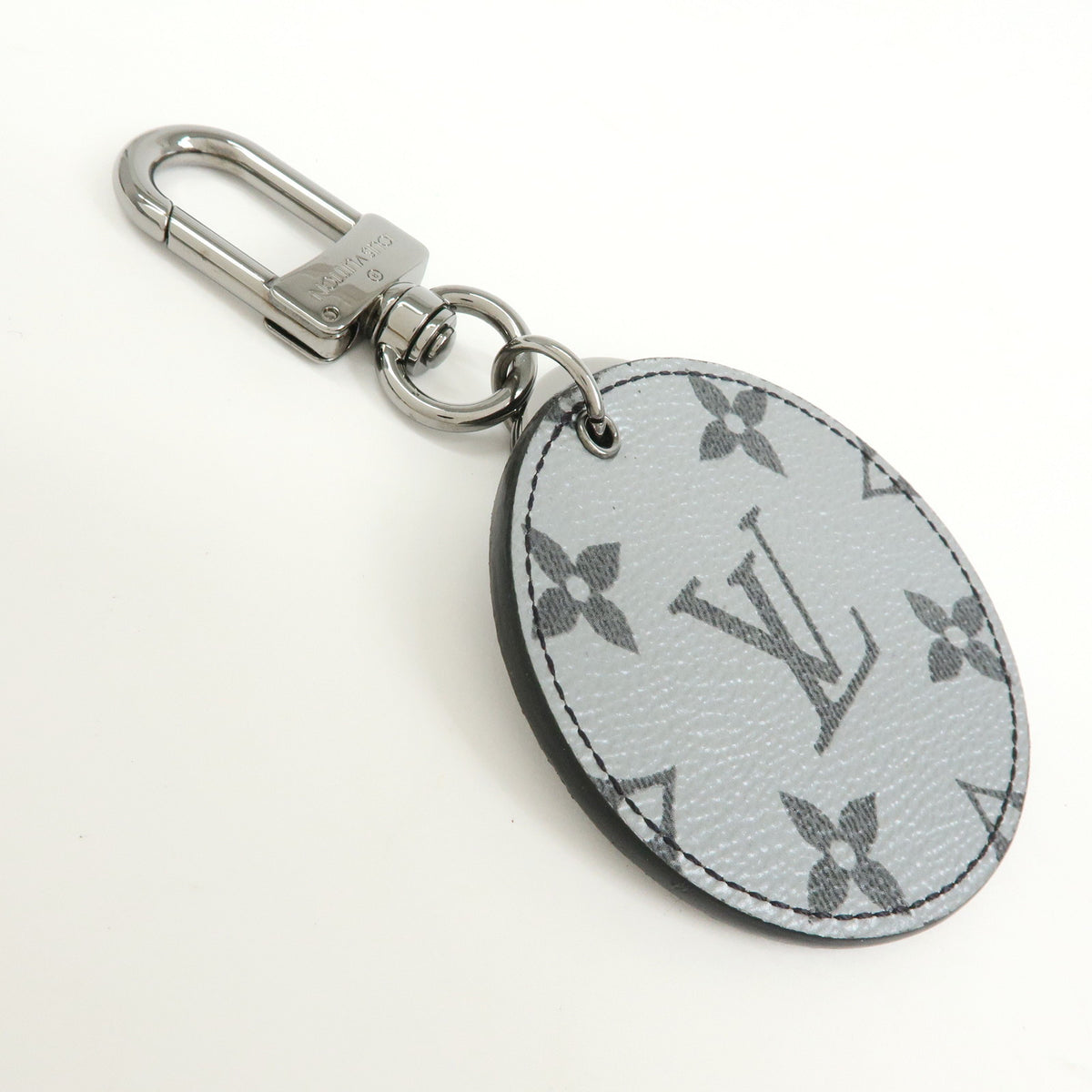 Louis Vuitton Monogram Split Porte Cles Canvas Key Charm Silver MP1985