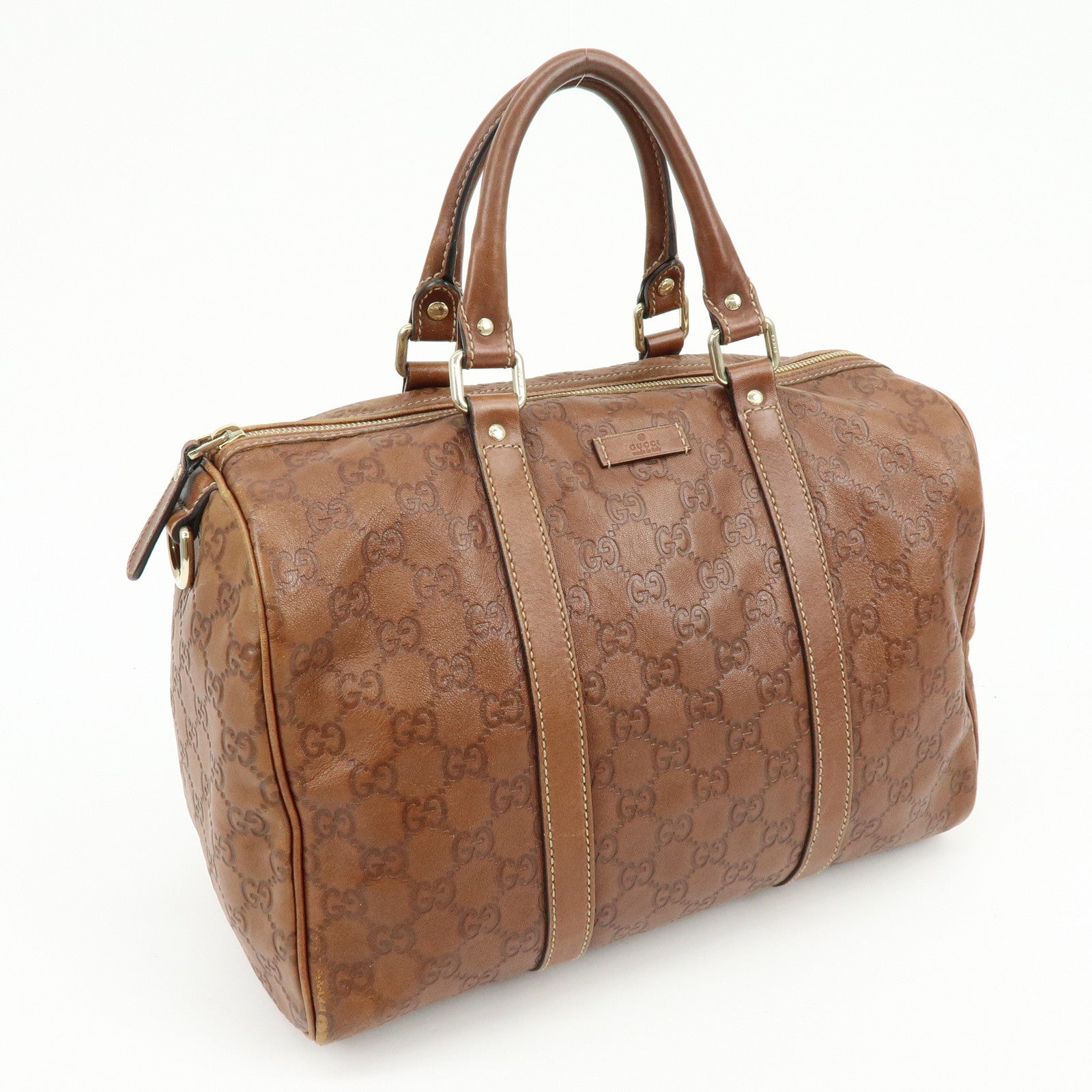 GUCCI Guccissima Leather Boston Bag Hand Bag Brown 193603