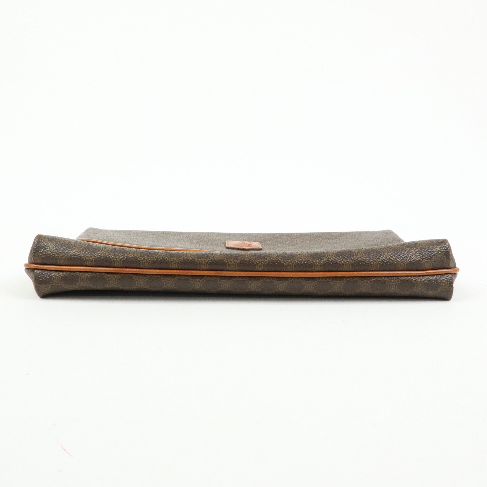 CELINE Macadam Leather Flap Clutch Bag Brown