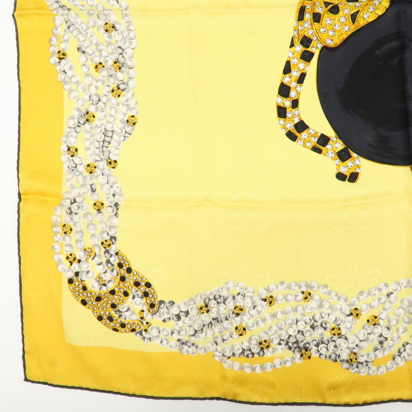 Cartier Lot of 2 Silk 100% Scarf Classic Chain Leopard Yellow Red White