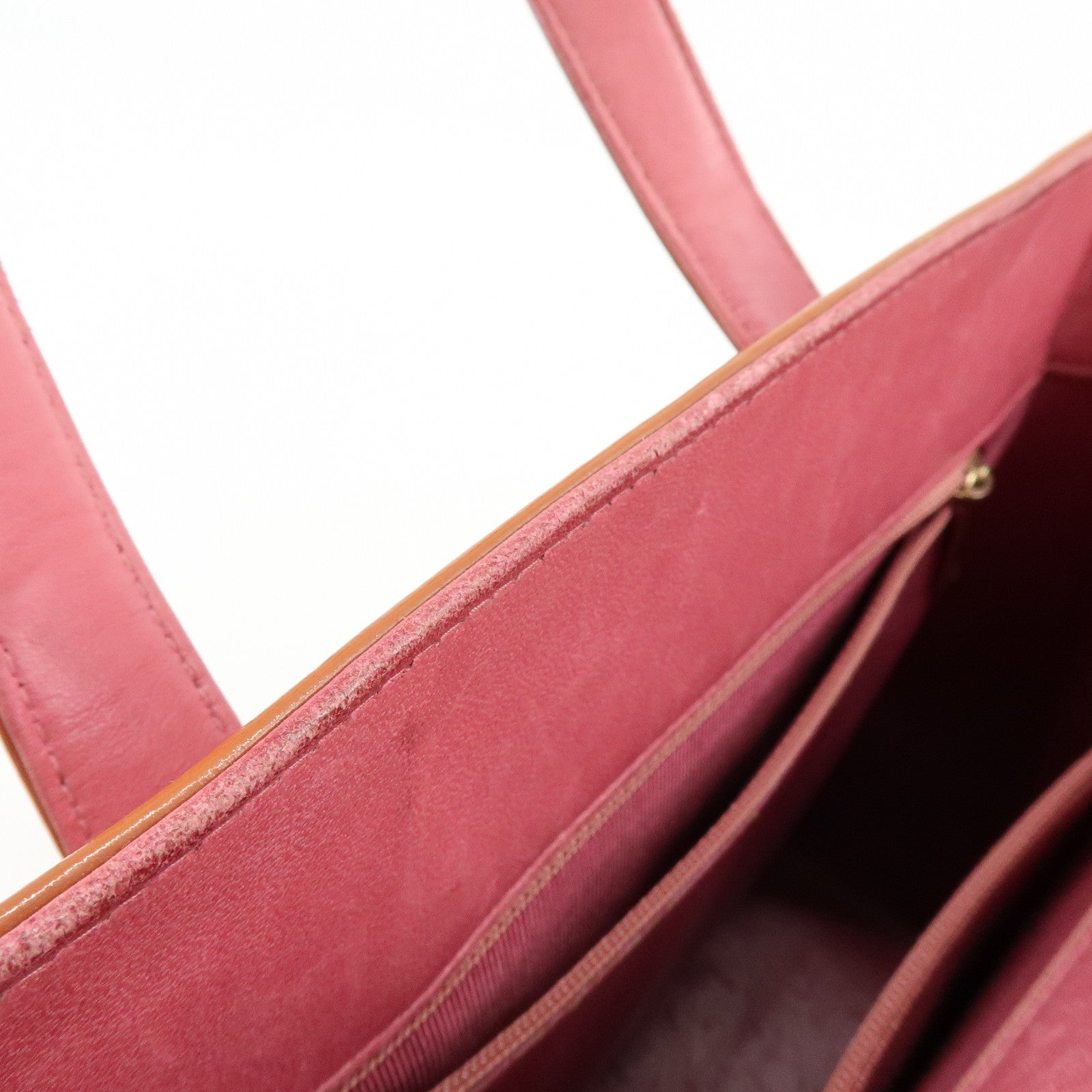 CHANEL Chocolate Bar COCO Mark Patent Leather Hand Bag Tote Bag Orange