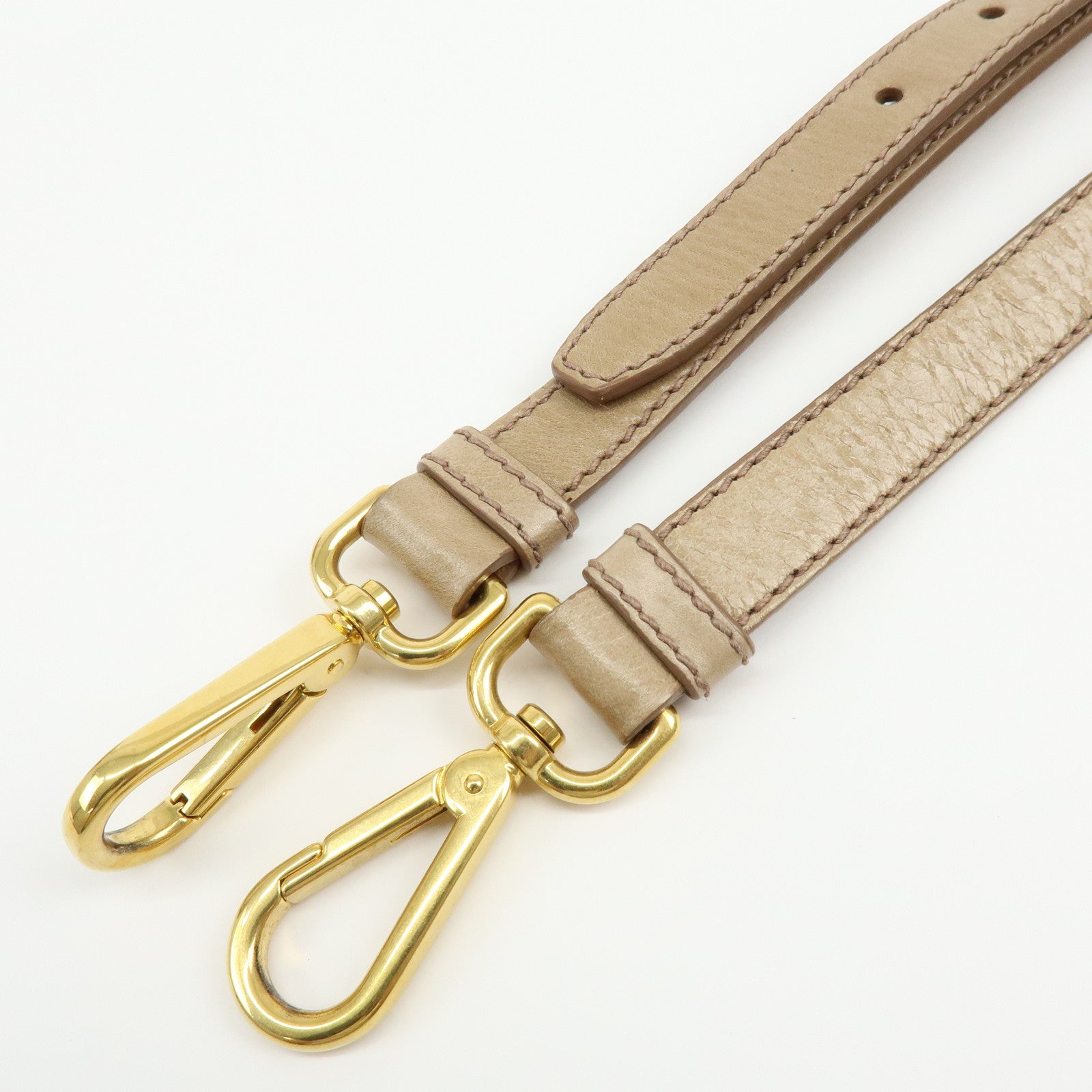 MIU MIU Leather 2Way Bag Hand Bag Shoulder Bag Key Ring Beige RN1127